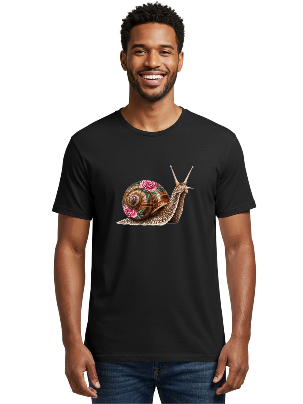 Snail-With-Roses Men'S Graphic Tee, 100% Cotton, Comfortable Casual Summer Wear, Machine Washable, Vintage Camera, Old Camera, Antique Camera, Black Camera, Classic Photography, Photography Equipment, Nostalgic Device, Film Camera, Camera Art Bag027