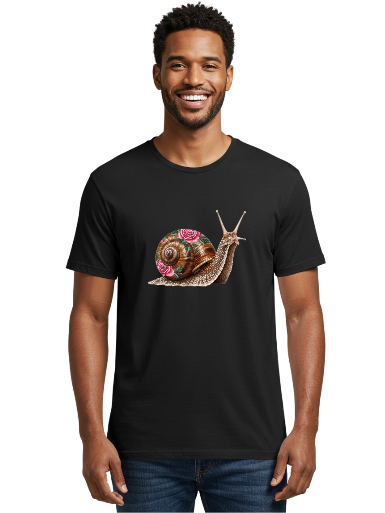 Snail-With-Roses Men'S Graphic Tee, 100% Cotton, Comfortable Casual Summer Wear, Machine Washable, Vintage Camera, Old Camera, Antique Camera, Black Camera, Classic Photography, Photography Equipment, Nostalgic Device, Film Camera, Camera Art Bag027