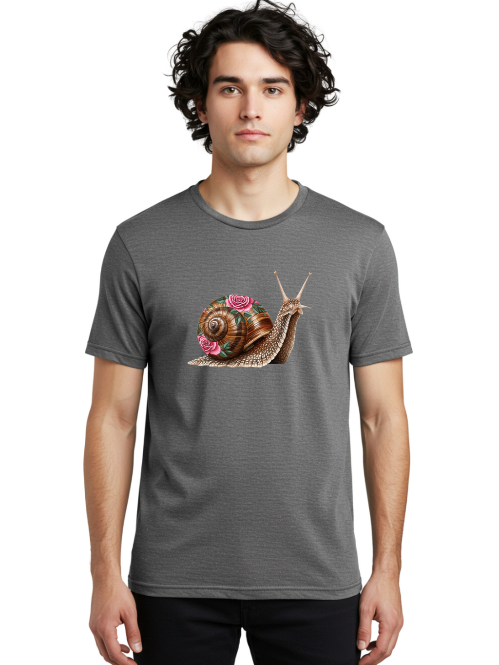 Snail-With-Roses Men'S Graphic Tee, 100% Cotton, Comfortable Casual Summer Wear, Machine Washable, Vintage Camera, Old Camera, Antique Camera, Black Camera, Classic Photography, Photography Equipment, Nostalgic Device, Film Camera, Camera Art Bag027