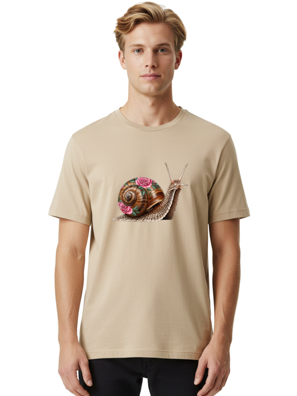 Snail-With-Roses Men'S Graphic Tee, 100% Cotton, Comfortable Casual Summer Wear, Machine Washable, Vintage Camera, Old Camera, Antique Camera, Black Camera, Classic Photography, Photography Equipment, Nostalgic Device, Film Camera, Camera Art Bag027