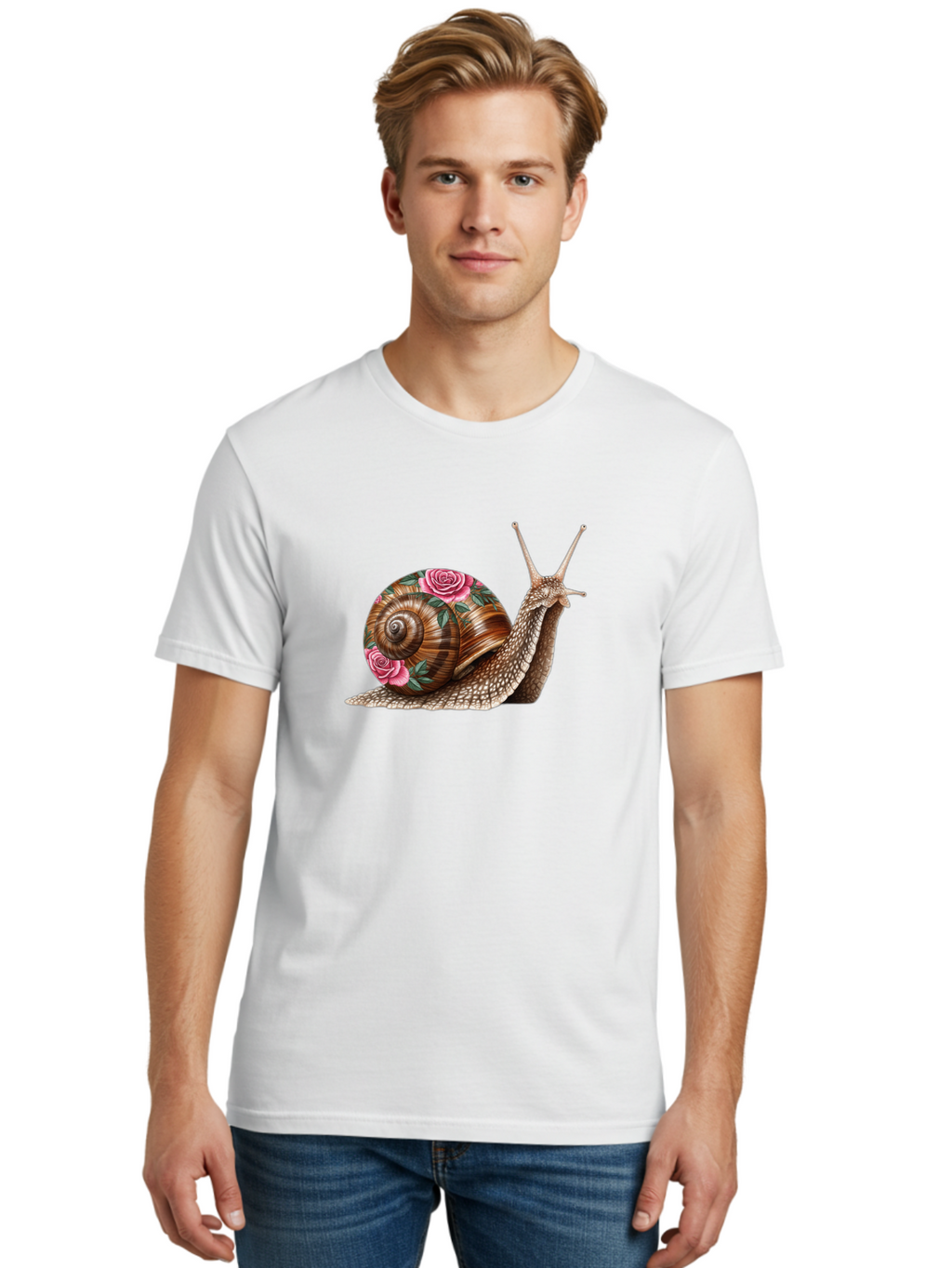 Snail-With-Roses Men'S Graphic Tee, 100% Cotton, Comfortable Casual Summer Wear, Machine Washable, Vintage Camera, Old Camera, Antique Camera, Black Camera, Classic Photography, Photography Equipment, Nostalgic Device, Film Camera, Camera Art Bag027