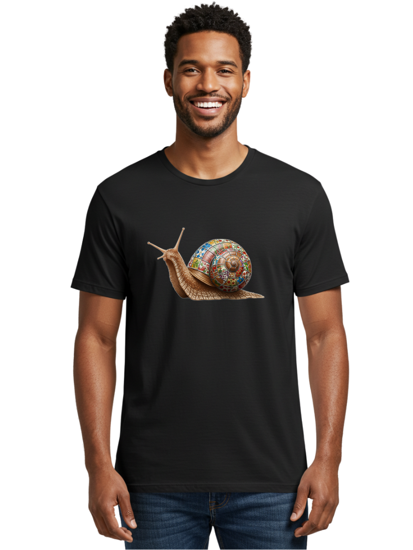 Snail-With-Stained-Glass-Shell Men'S Graphic Tee, 100% Cotton, Comfortable Casual Summer Wear, Machine Washable, Vintage Camera, Old Camera, Antique Camera, Black Camera, Classic Photography, Photography Equipment, Nostalgic Device, Bag028