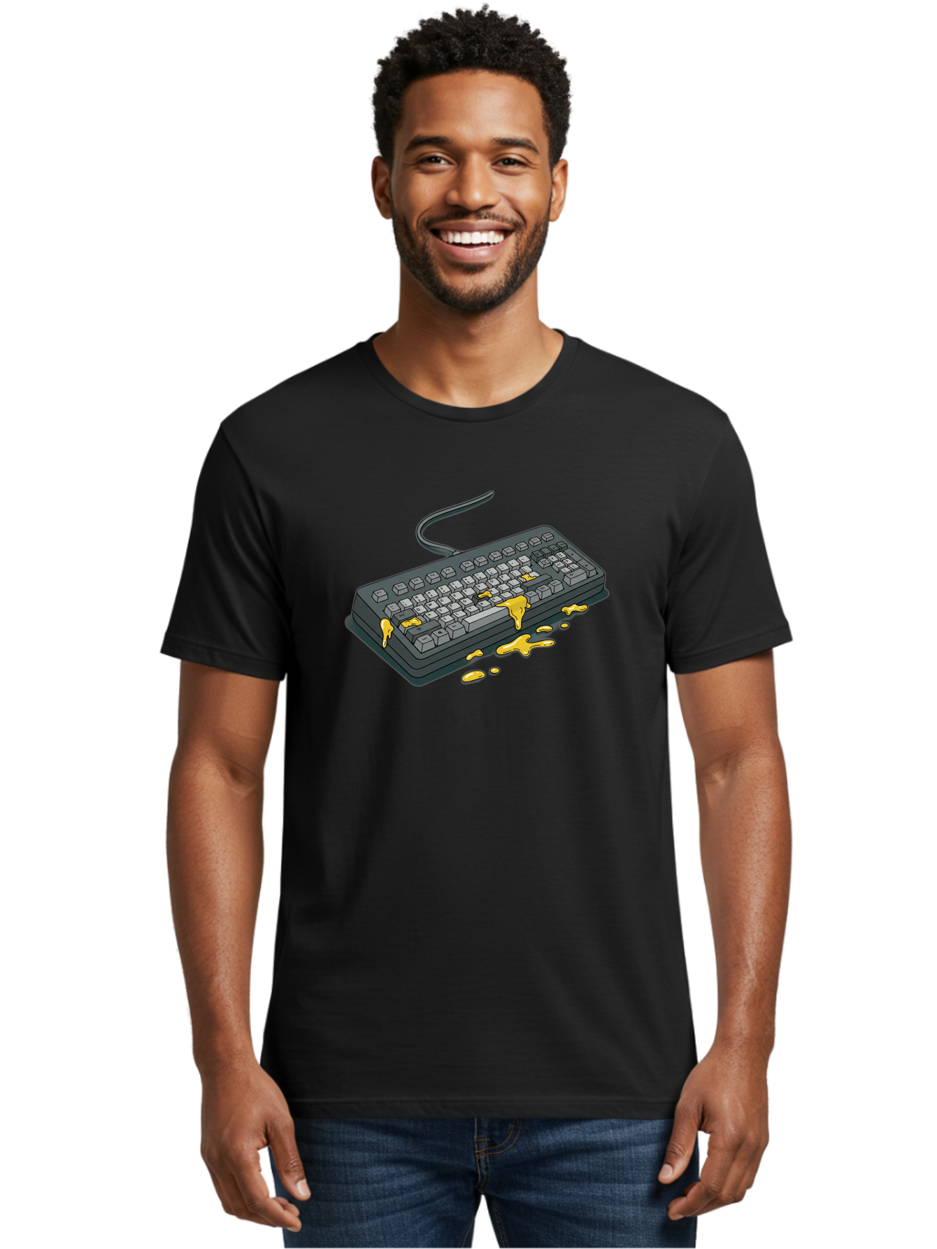 Spilled-Coffee-On-Keyboard Men'S Graphic Tee, 100% Cotton, Comfortable Casual Summer Wear, Machine Washable, Vintage Camera, Old Camera, Antique Camera, Black Camera, Classic Photography, Photography Equipment, Nostalgic Device, Film Camera, Bag032