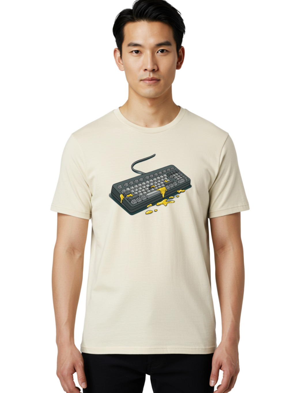 Spilled-Coffee-On-Keyboard Men'S Graphic Tee, 100% Cotton, Comfortable Casual Summer Wear, Machine Washable, Vintage Camera, Old Camera, Antique Camera, Black Camera, Classic Photography, Photography Equipment, Nostalgic Device, Film Camera, Bag032