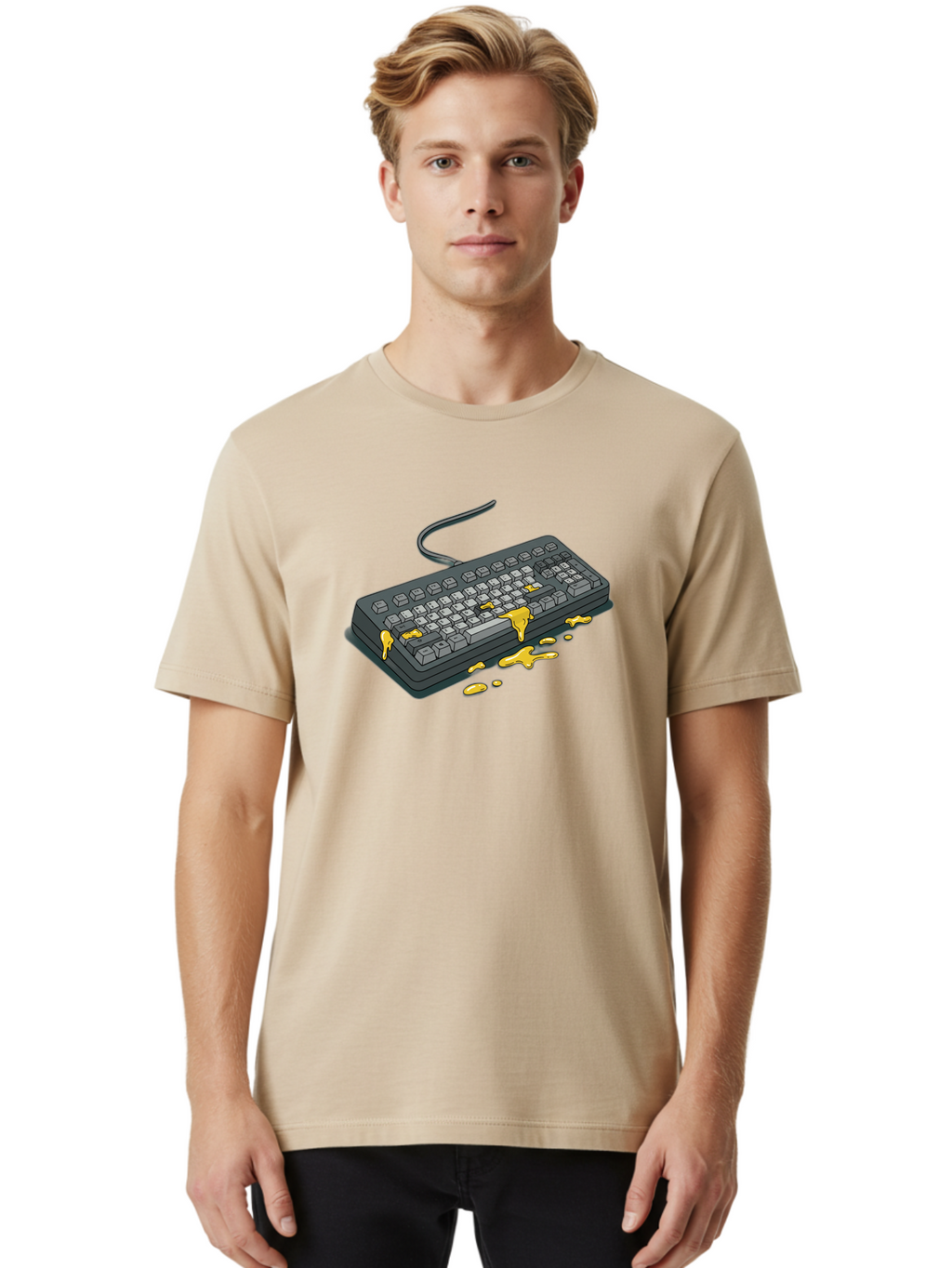 Spilled-Coffee-On-Keyboard Men'S Graphic Tee, 100% Cotton, Comfortable Casual Summer Wear, Machine Washable, Vintage Camera, Old Camera, Antique Camera, Black Camera, Classic Photography, Photography Equipment, Nostalgic Device, Film Camera, Bag032