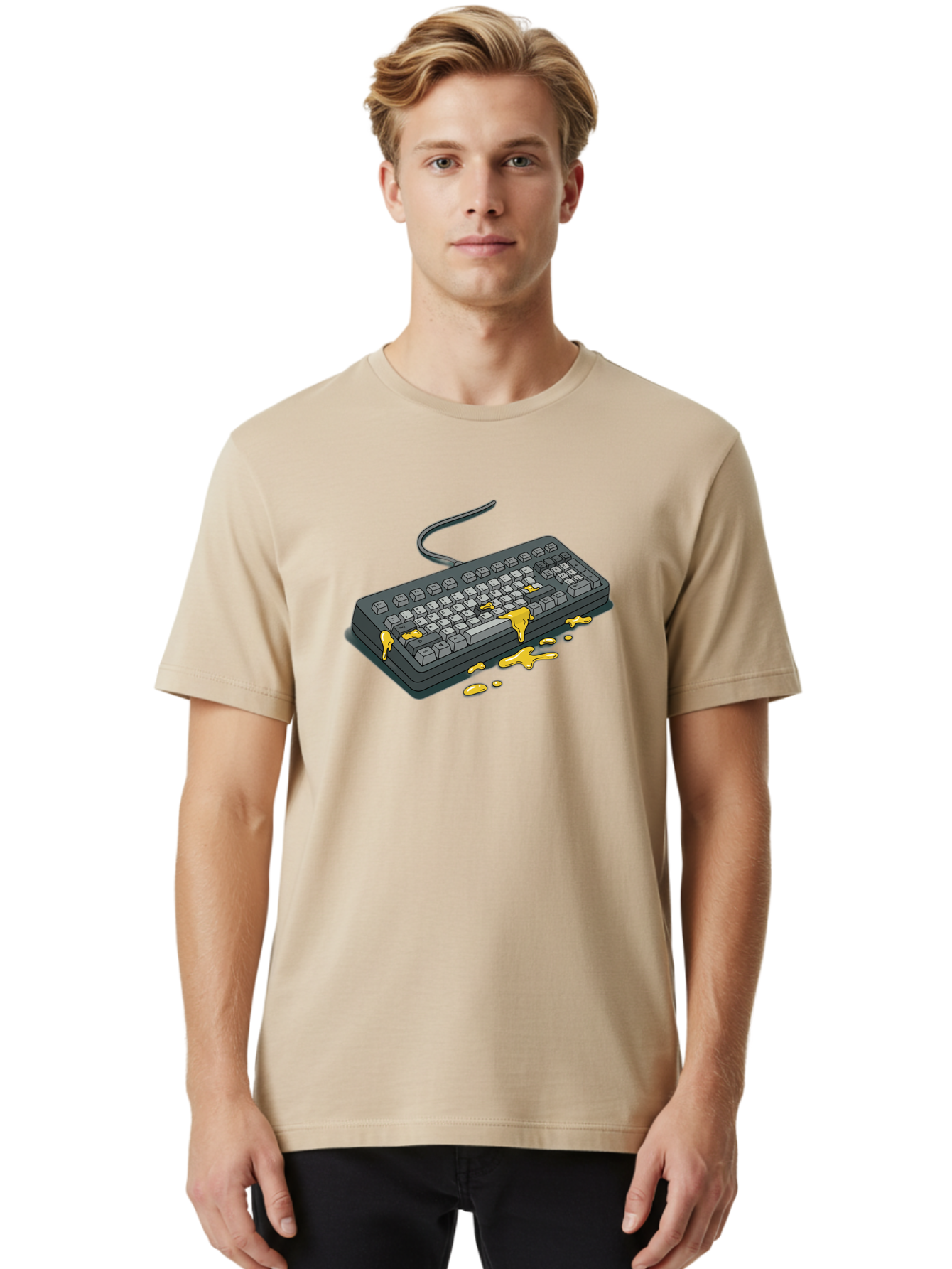 Spilled-Coffee-On-Keyboard Men'S Graphic Tee, 100% Cotton, Comfortable Casual Summer Wear, Machine Washable, Vintage Camera, Old Camera, Antique Camera, Black Camera, Classic Photography, Photography Equipment, Nostalgic Device, Film Camera, Bag032