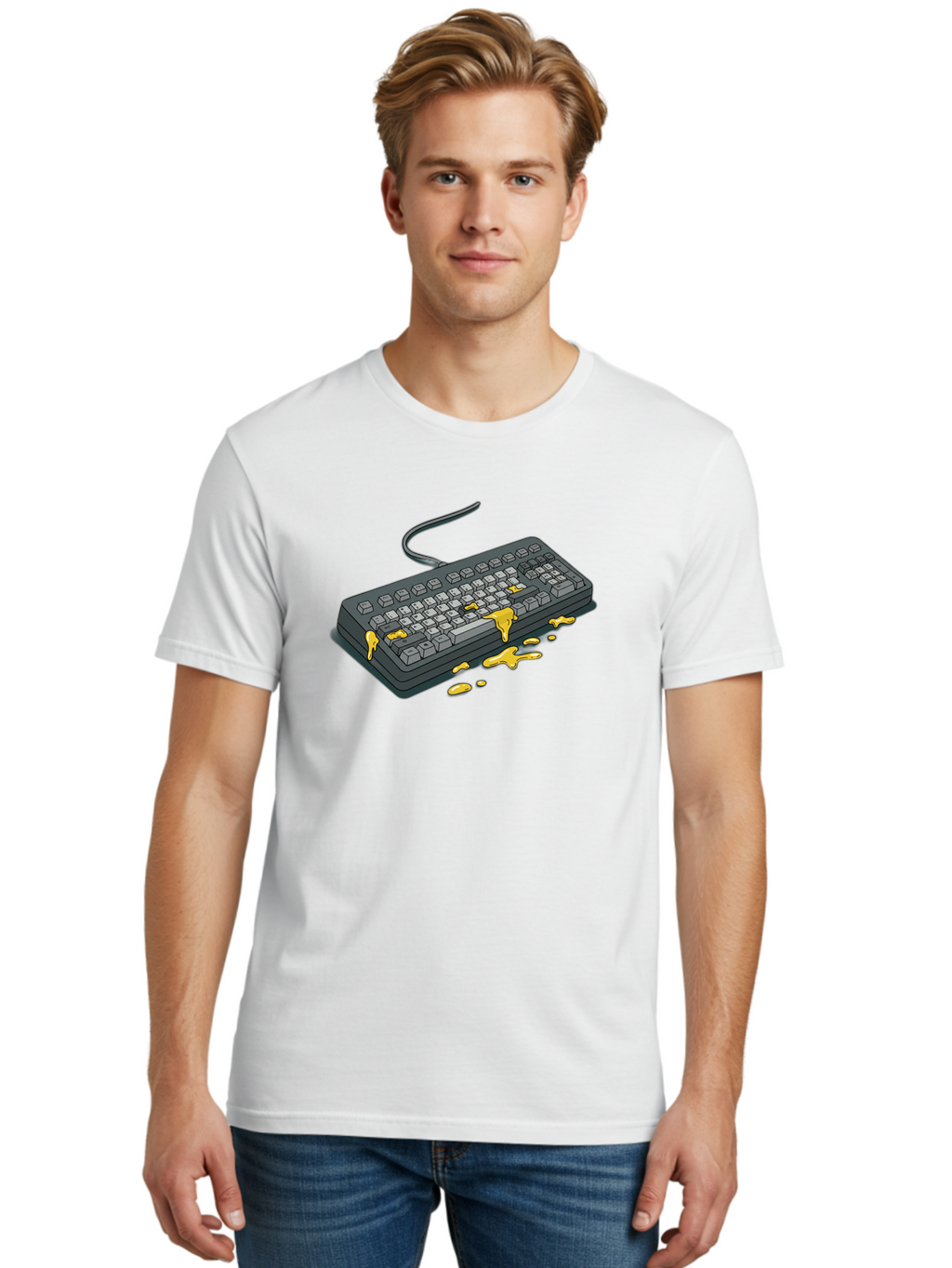 Spilled-Coffee-On-Keyboard Men'S Graphic Tee, 100% Cotton, Comfortable Casual Summer Wear, Machine Washable, Vintage Camera, Old Camera, Antique Camera, Black Camera, Classic Photography, Photography Equipment, Nostalgic Device, Film Camera, Bag032