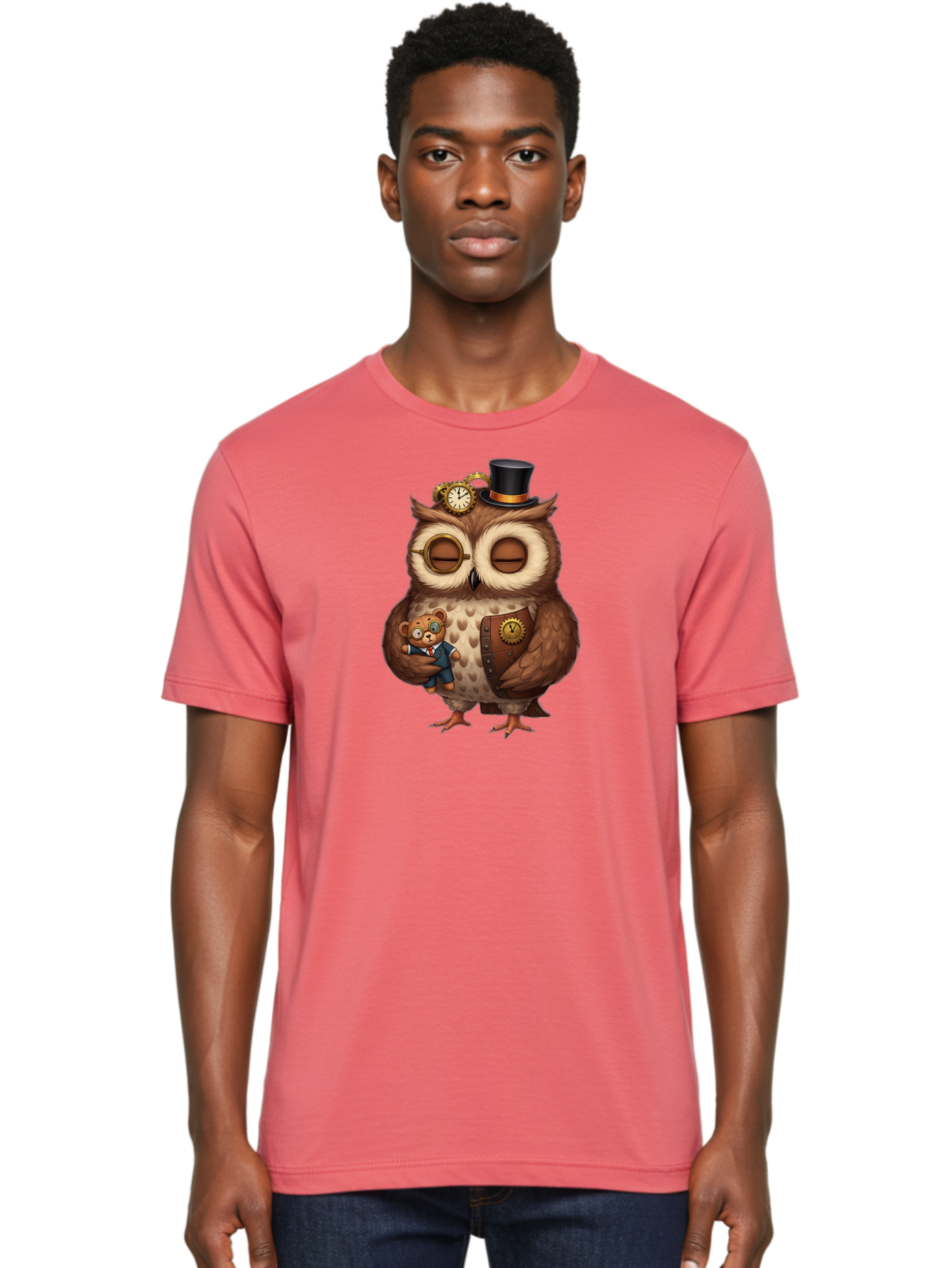 Steampunk-Owl Men'S Graphic Tee, 100% Cotton, Comfortable Casual Summer Wear, Machine Washable, Vintage Camera, Old Camera, Antique Camera, Black Camera, Classic Photography, Photography Equipment, Nostalgic Device, Film Camera, Camera Art Bag034