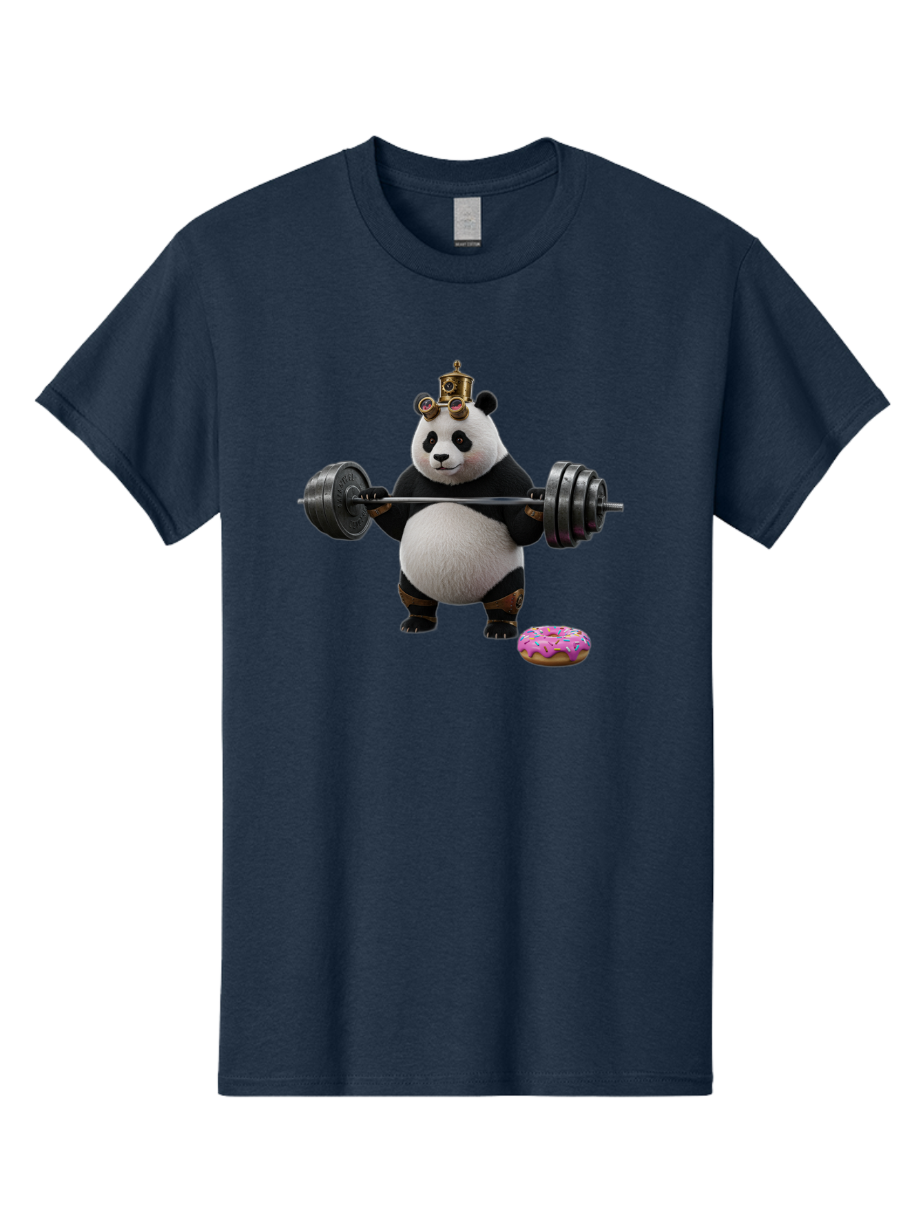Steampunk-Panda-Lifting-Weights Men'S Graphic Tee, 100% Cotton, Comfortable Casual Summer Wear, Machine Washable, Vintage Camera, Old Camera, Antique Camera, Black Camera, Classic Photography, Photography Equipment, Nostalgic Device, Bag035