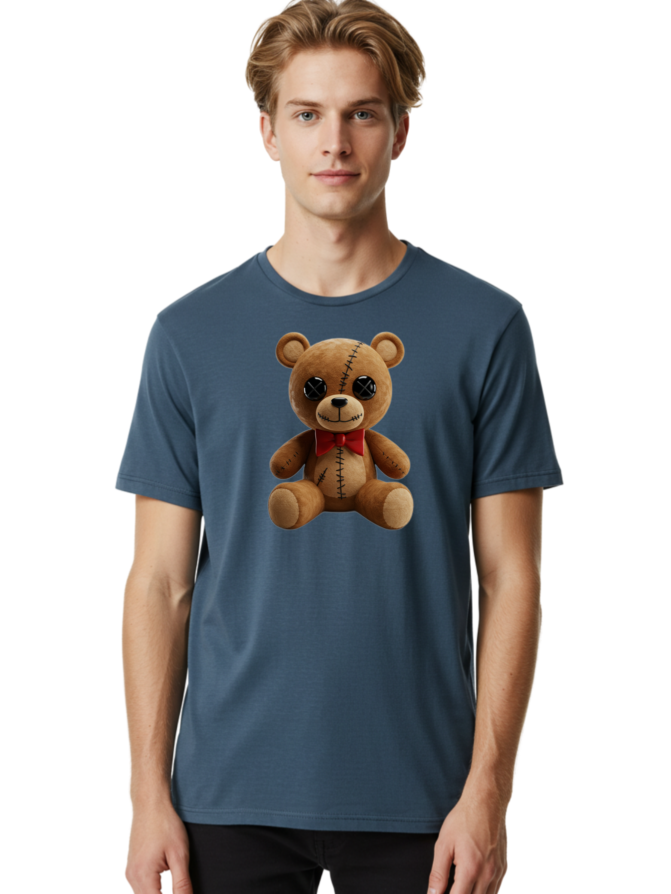 Stuffed-Teddy-Bear Men'S Graphic Tee, 100% Cotton, Comfortable Casual Summer Wear, Machine Washable, Vintage Camera, Old Camera, Antique Camera, Black Camera, Classic Photography, Photography Equipment, Nostalgic Device, Film Camera, Bag036