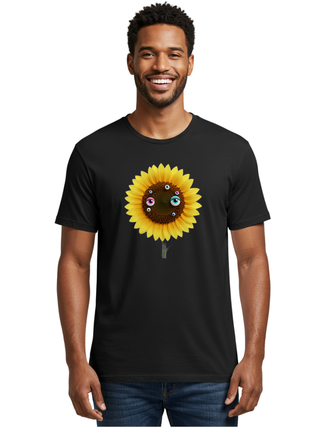 Sunflower-Eyes-1 Men'S Graphic Tee, 100% Cotton, Comfortable Casual Summer Wear, Machine Washable, Vintage Camera, Old Camera, Antique Camera, Black Camera, Classic Photography, Photography Equipment, Nostalgic Device, Film Camera, Camera Art Bag037