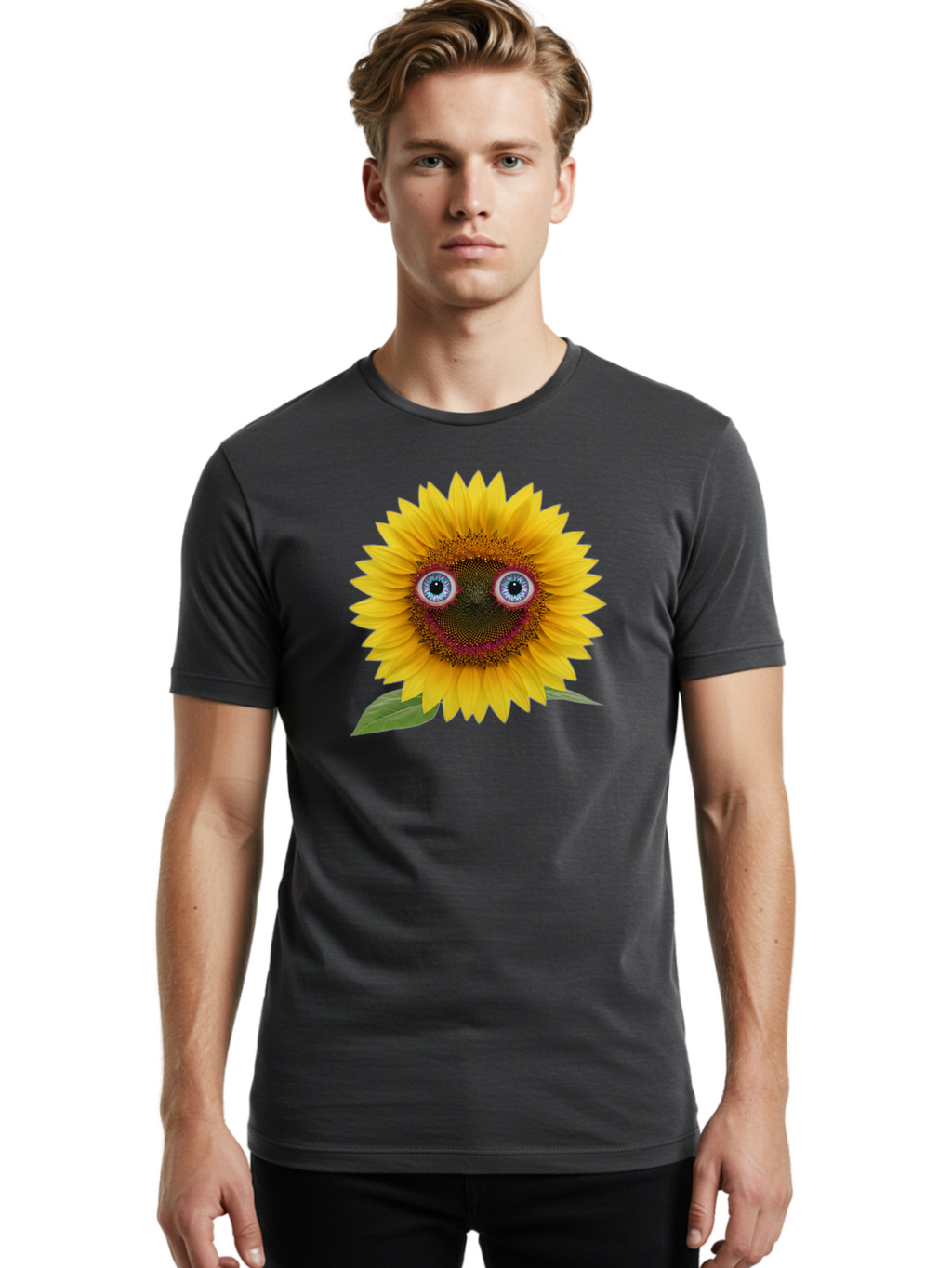 Sunflower-Smiley Men'S Graphic Tee, 100% Cotton, Comfortable Casual Summer Wear, Machine Washable, Vintage Camera, Old Camera, Antique Camera, Black Camera, Classic Photography, Photography Equipment, Nostalgic Device, Film Camera, Camera Art Bag040
