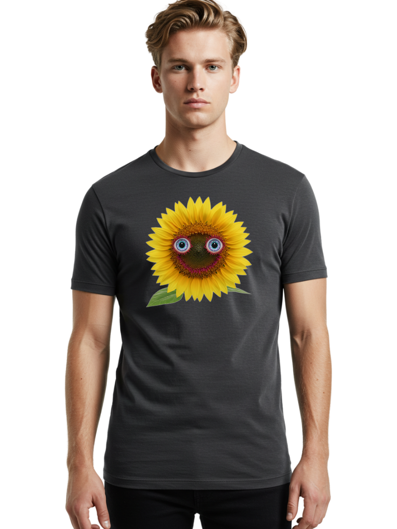 Sunflower-Smiley Men'S Graphic Tee, 100% Cotton, Comfortable Casual Summer Wear, Machine Washable, Vintage Camera, Old Camera, Antique Camera, Black Camera, Classic Photography, Photography Equipment, Nostalgic Device, Film Camera, Camera Art Bag040