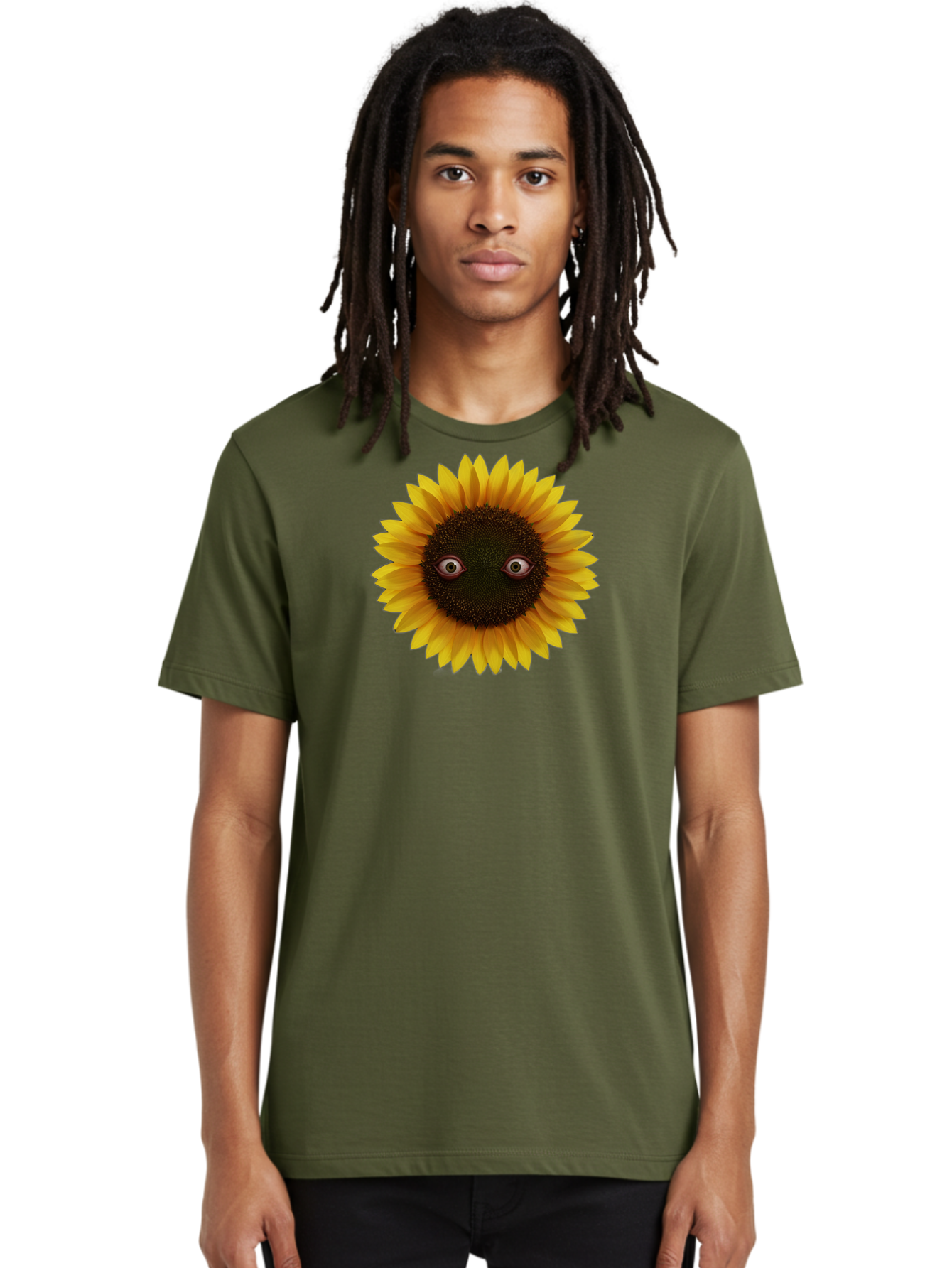 Sunflower-With-Eyes-2 Men'S Graphic Tee, 100% Cotton, Comfortable Casual Summer Wear, Machine Washable, Vintage Camera, Old Camera, Antique Camera, Black Camera, Classic Photography, Photography Equipment, Nostalgic Device, Film Camera, Bag042