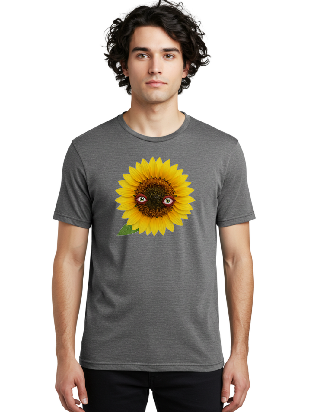 Sunflower-With-Eyes-3 Men'S Graphic Tee, 100% Cotton, Comfortable Casual Summer Wear, Machine Washable, Vintage Camera, Old Camera, Antique Camera, Black Camera, Classic Photography, Photography Equipment, Nostalgic Device, Film Camera, Bag043