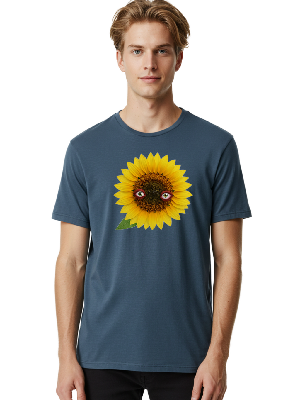 Sunflower-With-Eyes-3 Men'S Graphic Tee, 100% Cotton, Comfortable Casual Summer Wear, Machine Washable, Vintage Camera, Old Camera, Antique Camera, Black Camera, Classic Photography, Photography Equipment, Nostalgic Device, Film Camera, Bag043