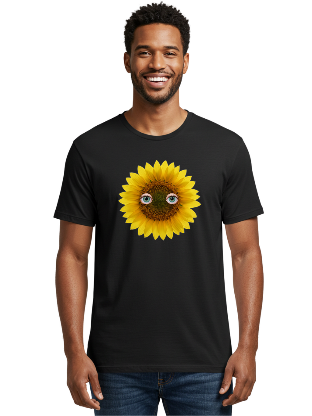 Sunflower-With-Eyes-4 Men'S Graphic Tee, 100% Cotton, Comfortable Casual Summer Wear, Machine Washable, Vintage Camera, Old Camera, Antique Camera, Black Camera, Classic Photography, Photography Equipment, Nostalgic Device, Film Camera, Bag044