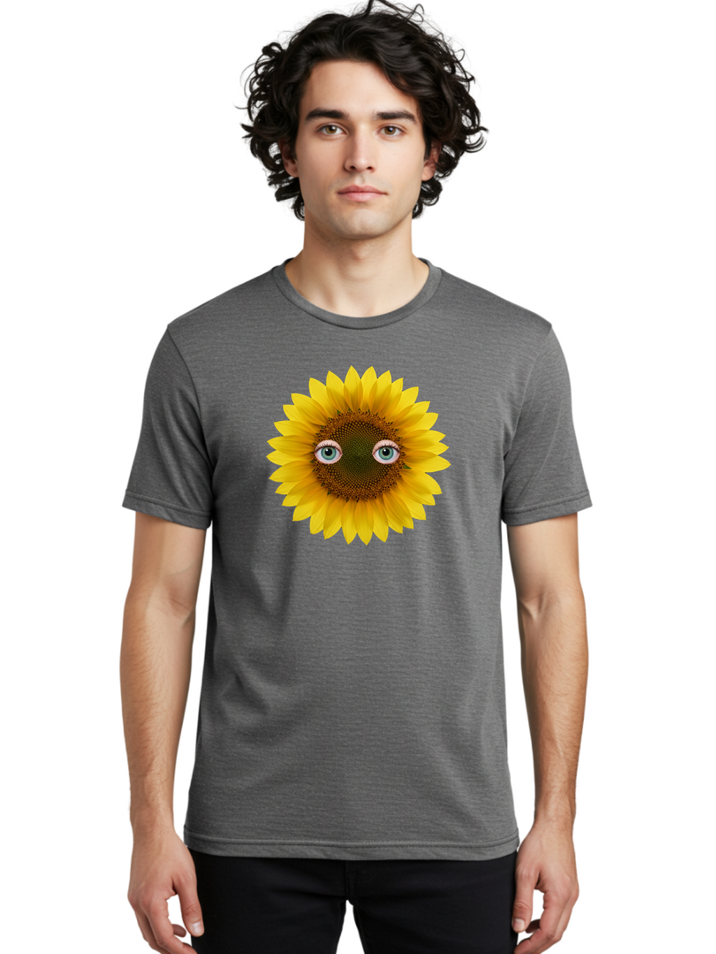 Sunflower-With-Eyes-4 Men'S Graphic Tee, 100% Cotton, Comfortable Casual Summer Wear, Machine Washable, Vintage Camera, Old Camera, Antique Camera, Black Camera, Classic Photography, Photography Equipment, Nostalgic Device, Film Camera, Bag044