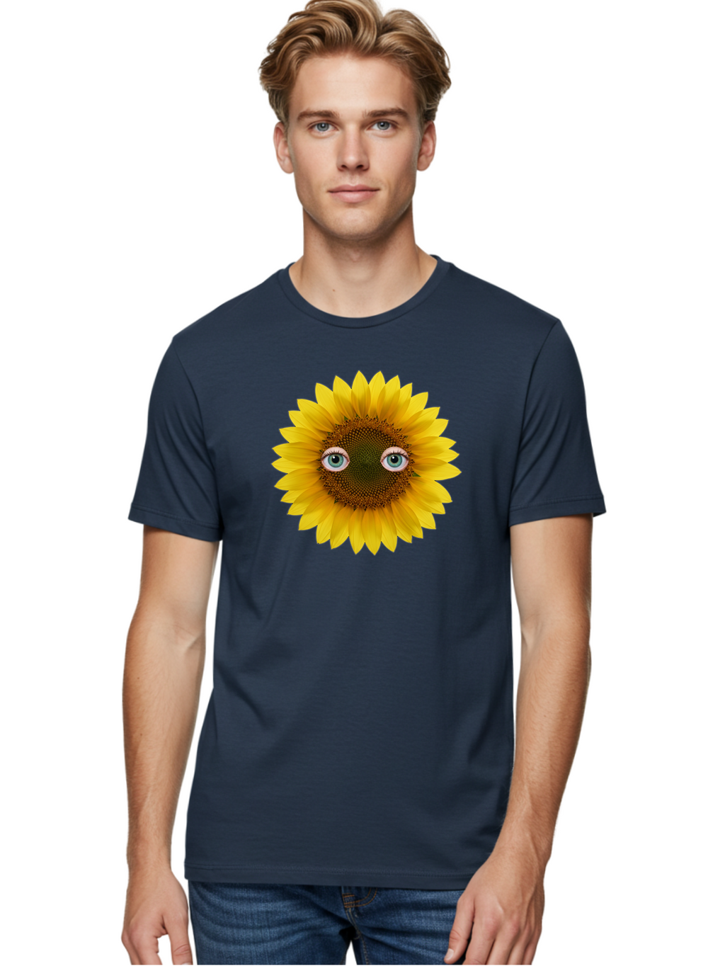 Sunflower-With-Eyes-4 Men'S Graphic Tee, 100% Cotton, Comfortable Casual Summer Wear, Machine Washable, Vintage Camera, Old Camera, Antique Camera, Black Camera, Classic Photography, Photography Equipment, Nostalgic Device, Film Camera, Bag044