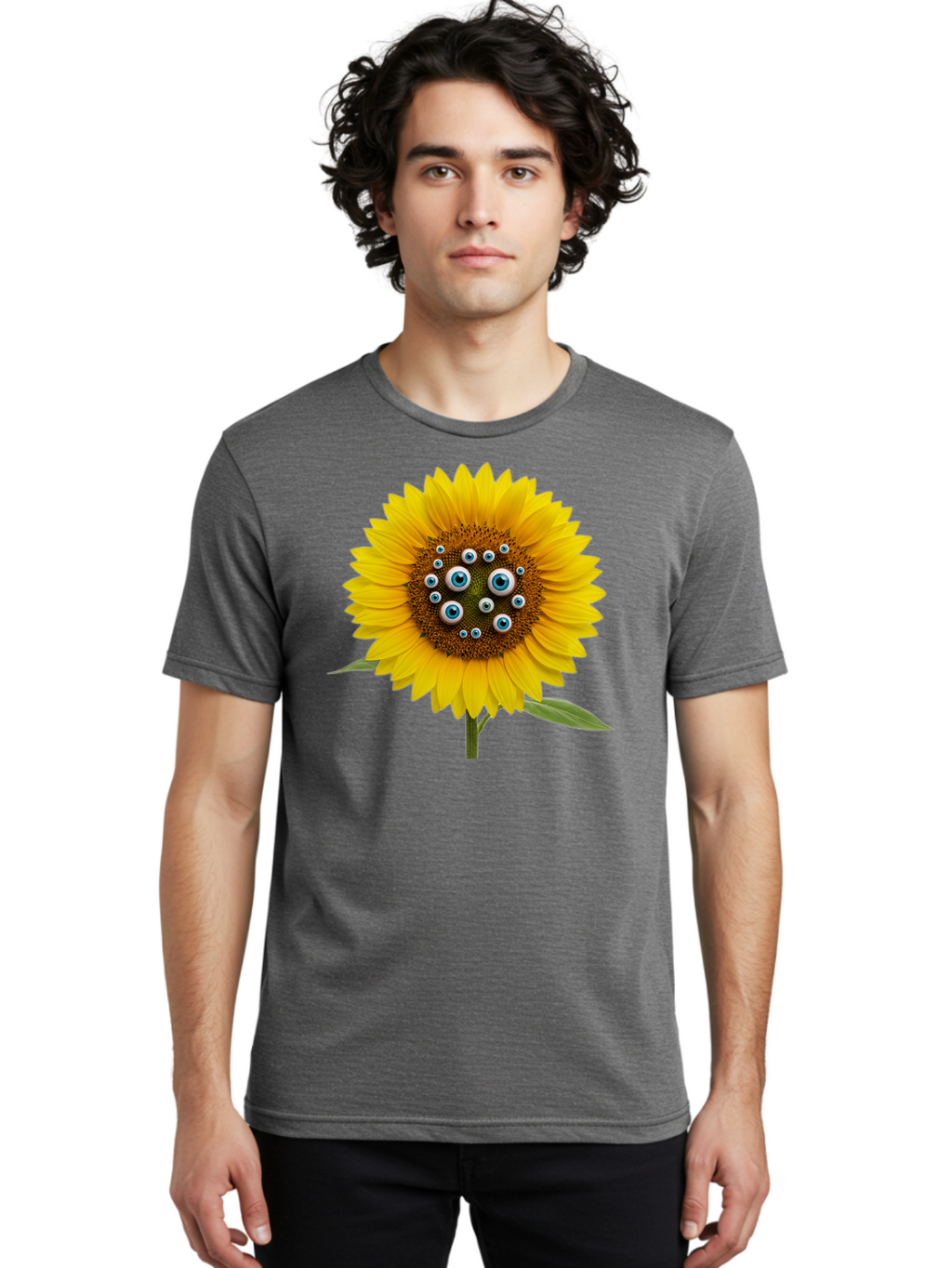 Sunflower-With-Eyes-5 Men'S Graphic Tee, 100% Cotton, Comfortable Casual Summer Wear, Machine Washable, Vintage Camera, Old Camera, Antique Camera, Black Camera, Classic Photography, Photography Equipment, Nostalgic Device, Film Camera, Bag045