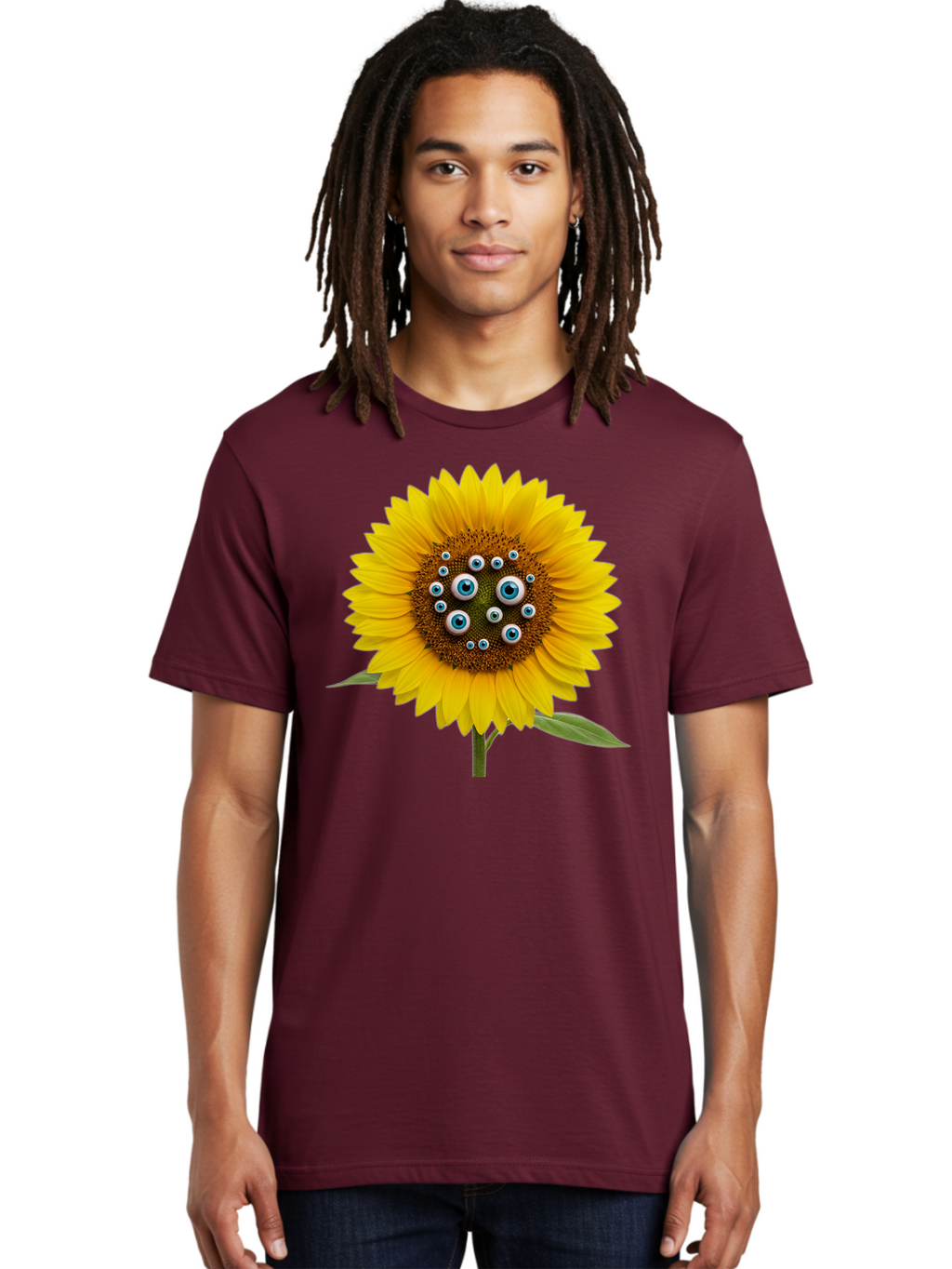 Sunflower-With-Eyes-5 Men'S Graphic Tee, 100% Cotton, Comfortable Casual Summer Wear, Machine Washable, Vintage Camera, Old Camera, Antique Camera, Black Camera, Classic Photography, Photography Equipment, Nostalgic Device, Film Camera, Bag045