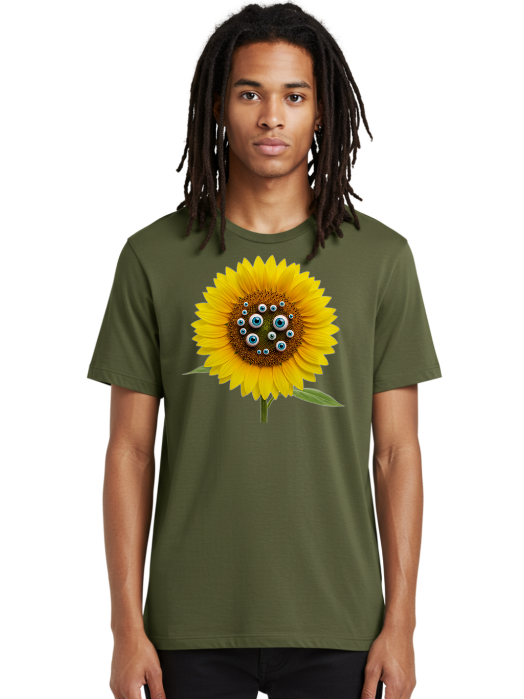 Sunflower-With-Eyes-5 Men'S Graphic Tee, 100% Cotton, Comfortable Casual Summer Wear, Machine Washable, Vintage Camera, Old Camera, Antique Camera, Black Camera, Classic Photography, Photography Equipment, Nostalgic Device, Film Camera, Bag045