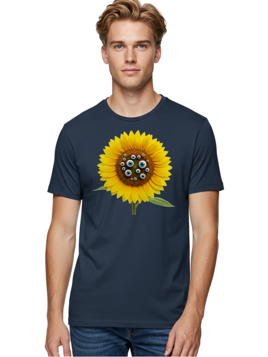 Sunflower-With-Eyes-5 Men'S Graphic Tee, 100% Cotton, Comfortable Casual Summer Wear, Machine Washable, Vintage Camera, Old Camera, Antique Camera, Black Camera, Classic Photography, Photography Equipment, Nostalgic Device, Film Camera, Bag045