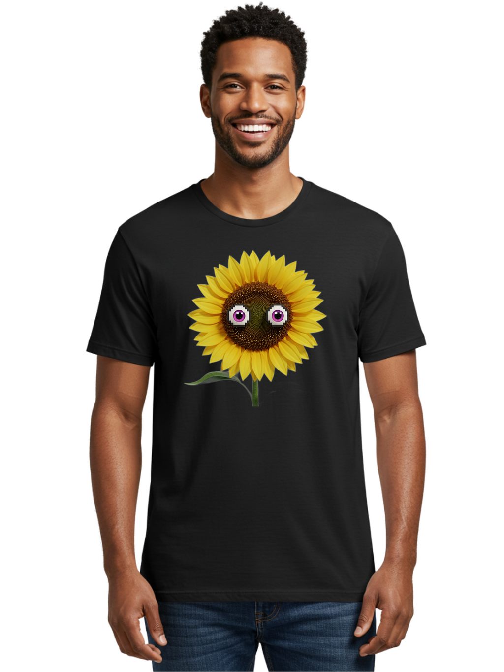 Sunflower-With-Eyes Men'S Graphic Tee, 100% Cotton, Comfortable Casual Summer Wear, Machine Washable, Vintage Camera, Old Camera, Antique Camera, Black Camera, Classic Photography, Photography Equipment, Nostalgic Device, Film Camera, Bag046