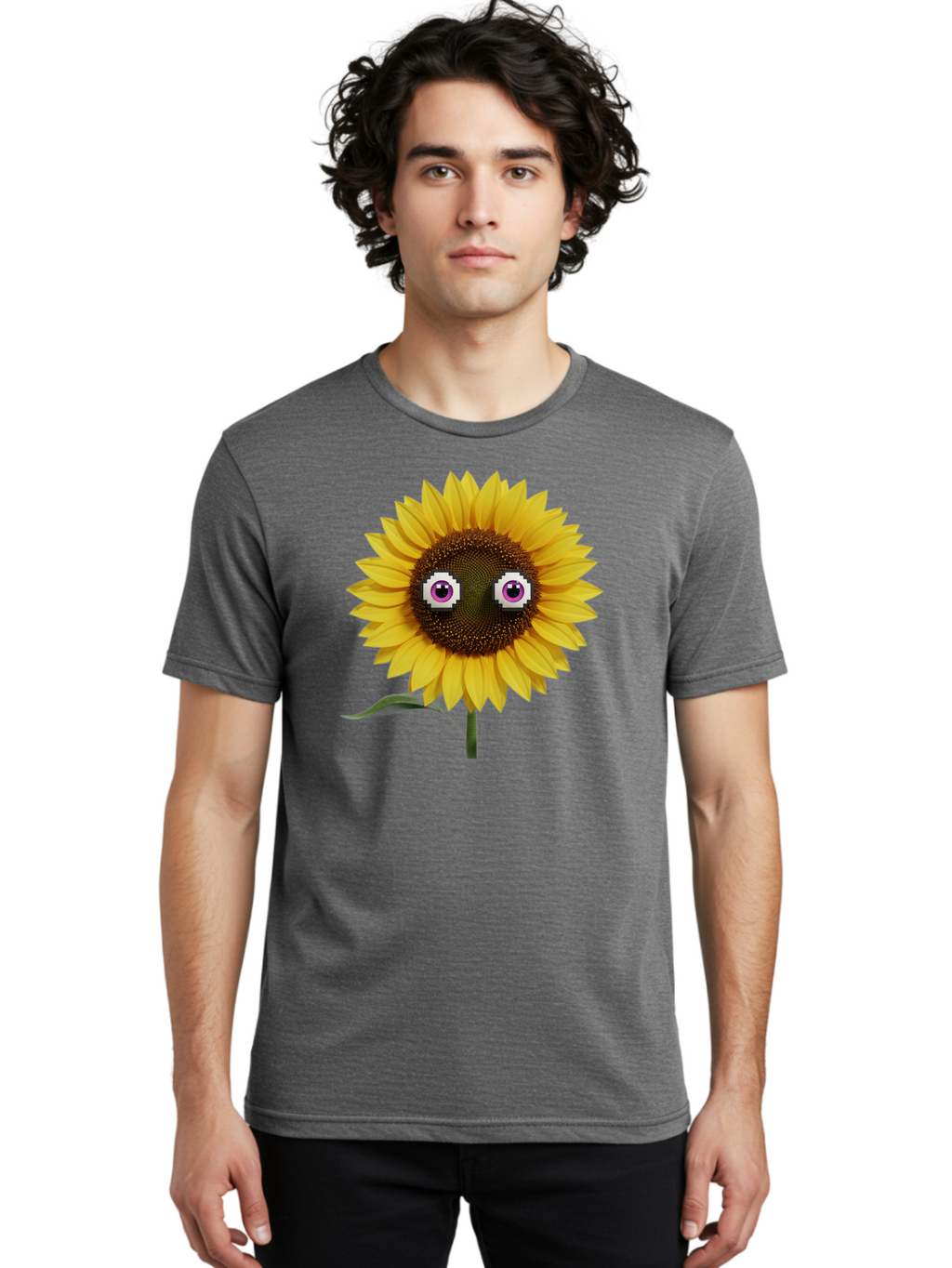 Sunflower-With-Eyes Men'S Graphic Tee, 100% Cotton, Comfortable Casual Summer Wear, Machine Washable, Vintage Camera, Old Camera, Antique Camera, Black Camera, Classic Photography, Photography Equipment, Nostalgic Device, Film Camera, Bag046