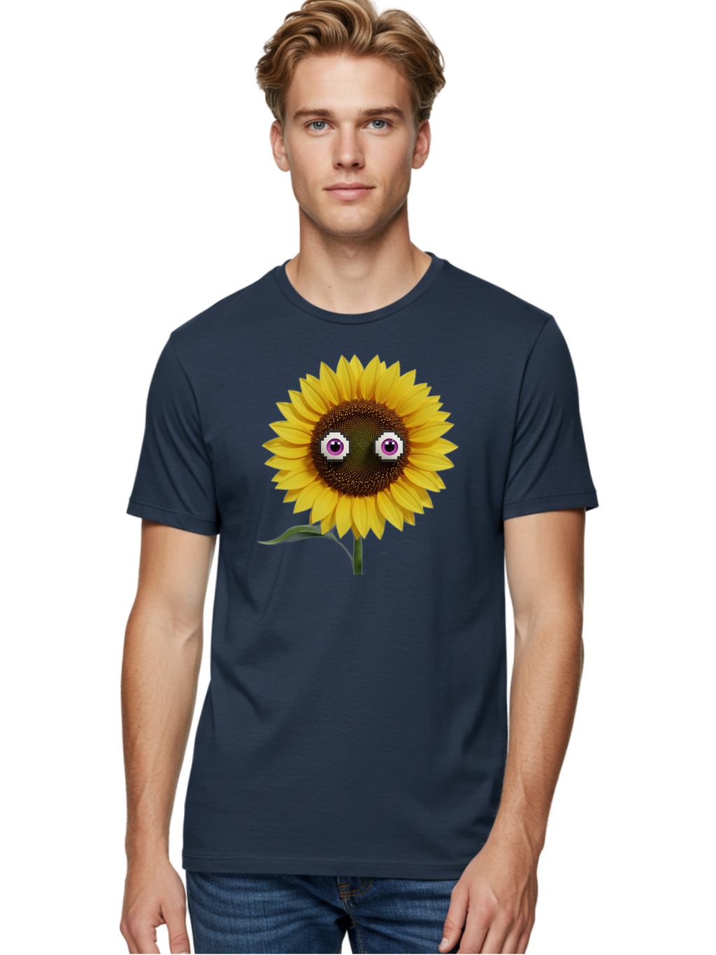 Sunflower-With-Eyes Men'S Graphic Tee, 100% Cotton, Comfortable Casual Summer Wear, Machine Washable, Vintage Camera, Old Camera, Antique Camera, Black Camera, Classic Photography, Photography Equipment, Nostalgic Device, Film Camera, Bag046