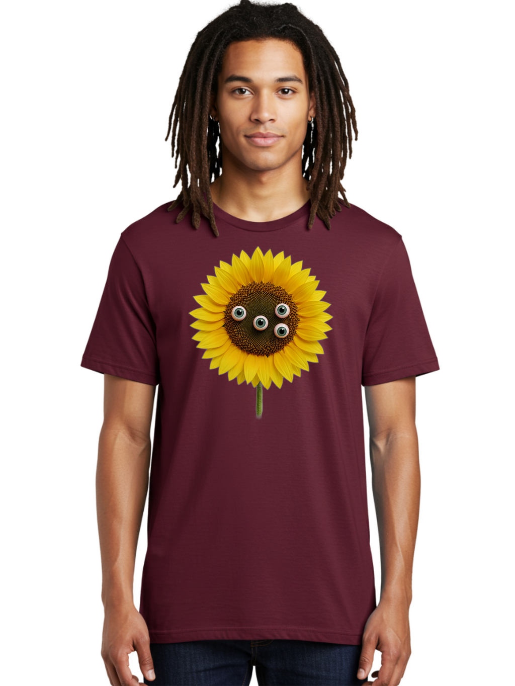 Sunflower-With-Googly-Eyes Men'S Graphic Tee, 100% Cotton, Comfortable Casual Summer Wear, Machine Washable, Vintage Camera, Old Camera, Antique Camera, Black Camera, Classic Photography, Photography Equipment, Nostalgic Device, Film Camera, Bag047