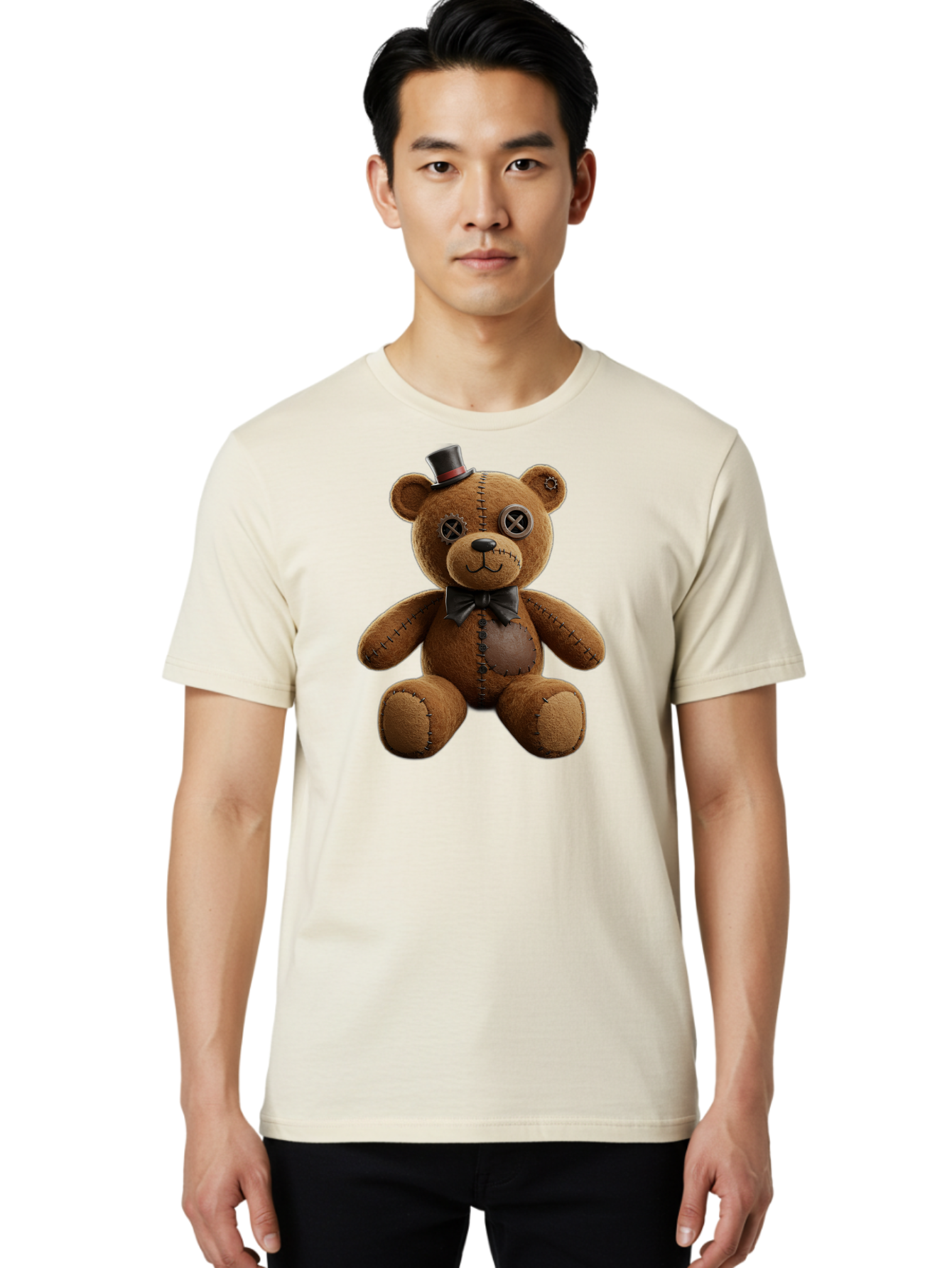 Teddy-Bear-With-Top-Hat Men'S Graphic Tee, 100% Cotton, Comfortable Casual Summer Wear, Machine Washable, Vintage Camera, Old Camera, Antique Camera, Black Camera, Classic Photography, Photography Equipment, Nostalgic Device, Film Camera, Bag056