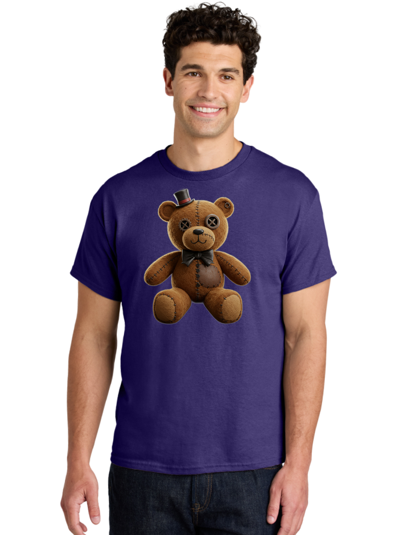 Teddy-Bear-With-Top-Hat Men'S Graphic Tee, 100% Cotton, Comfortable Casual Summer Wear, Machine Washable, Vintage Camera, Old Camera, Antique Camera, Black Camera, Classic Photography, Photography Equipment, Nostalgic Device, Film Camera, Bag056