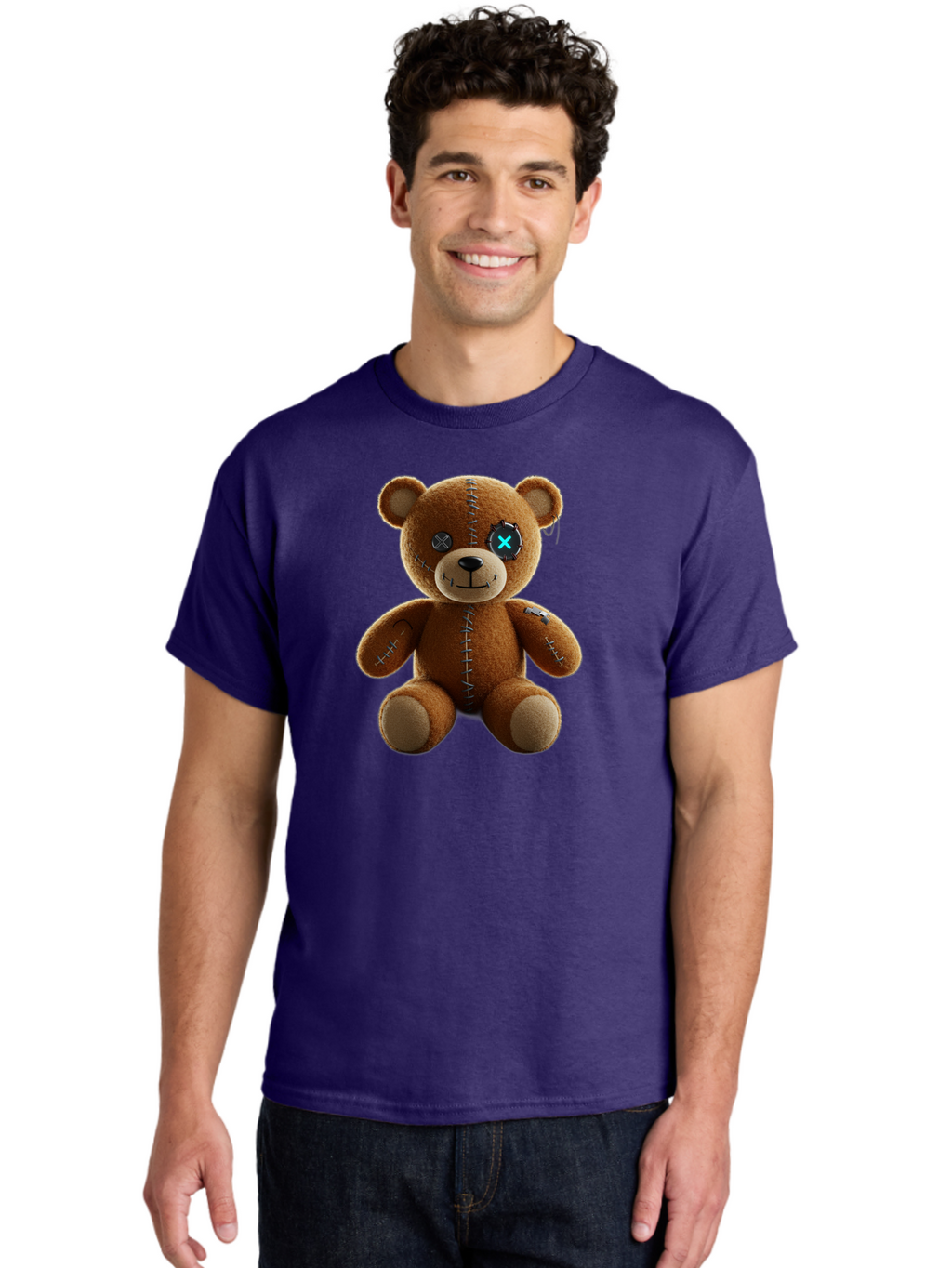 Teddy-Bear-With-X-Stitch-Eyes Men'S Graphic Tee, 100% Cotton, Comfortable Casual Summer Wear, Machine Washable, Vintage Camera, Old Camera, Antique Camera, Black Camera, Classic Photography, Photography Equipment, Nostalgic Device, Bag058