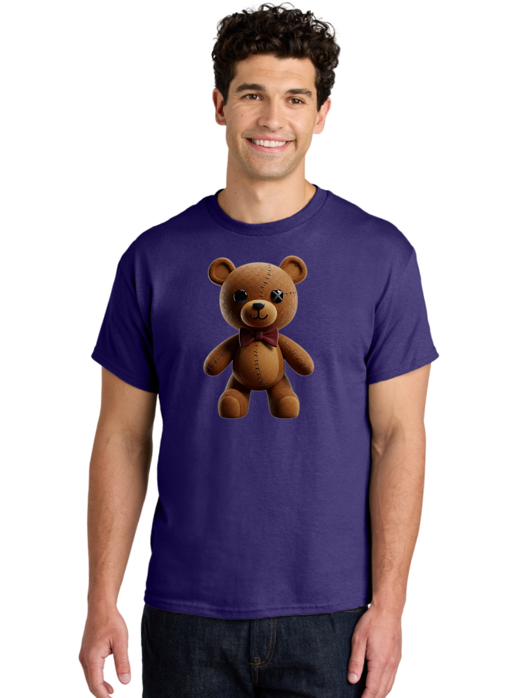 Teddy-Bear-With-X-Stitched-Eye Men'S Graphic Tee, 100% Cotton, Comfortable Casual Summer Wear, Machine Washable, Vintage Camera, Old Camera, Antique Camera, Black Camera, Classic Photography, Photography Equipment, Nostalgic Device, Bag059