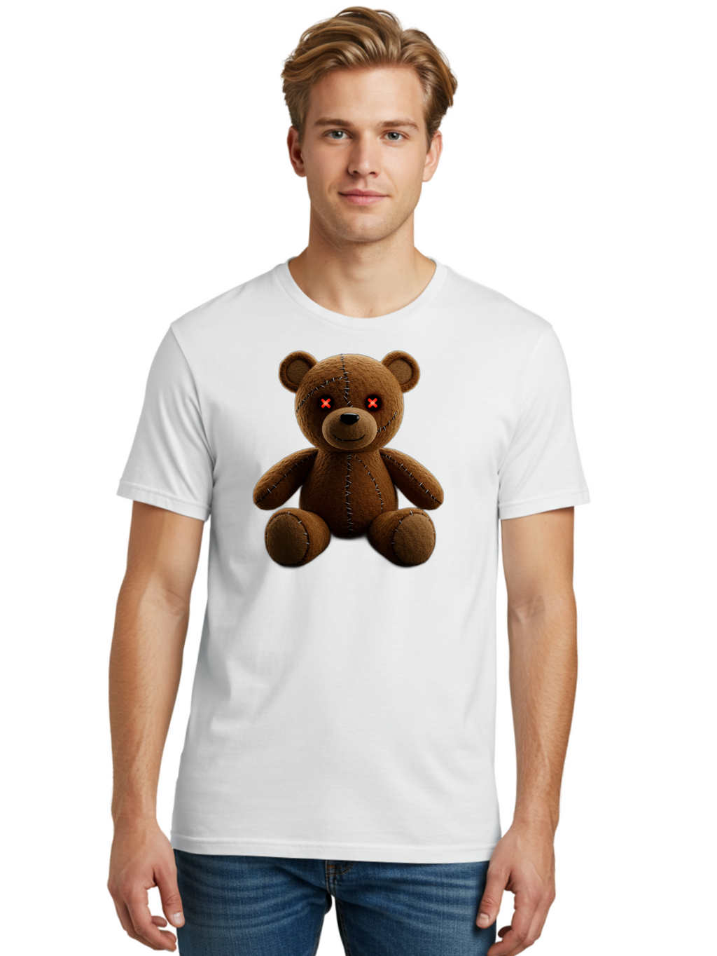 Voodoo-Teddy-Bear-12 Men'S Graphic Tee, 100% Cotton, Comfortable Casual Summer Wear, Machine Washable, Vintage Camera, Old Camera, Antique Camera, Black Camera, Classic Photography, Photography Equipment, Nostalgic Device, Film Camera, Bag076