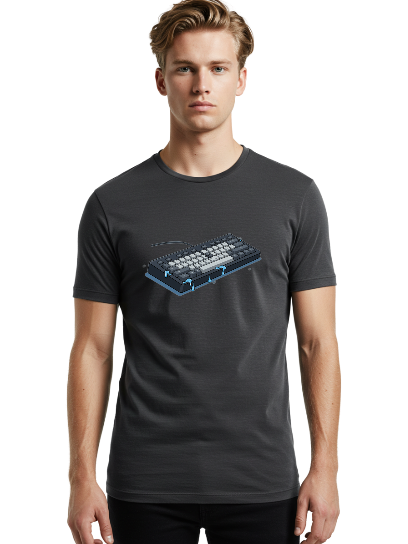 Water-Damaged-Keyboard Men'S Graphic Tee, 100% Cotton, Comfortable Casual Summer Wear, Machine Washable, Vintage Camera, Old Camera, Antique Camera, Black Camera, Classic Photography, Photography Equipment, Nostalgic Device, Film Camera, Bag095