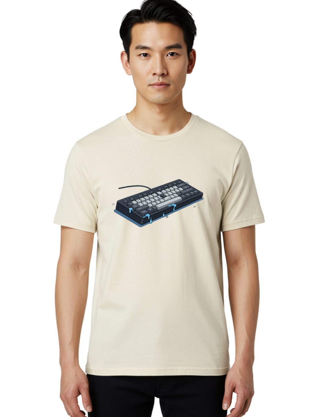 Water-Damaged-Keyboard Men'S Graphic Tee, 100% Cotton, Comfortable Casual Summer Wear, Machine Washable, Vintage Camera, Old Camera, Antique Camera, Black Camera, Classic Photography, Photography Equipment, Nostalgic Device, Film Camera, Bag095