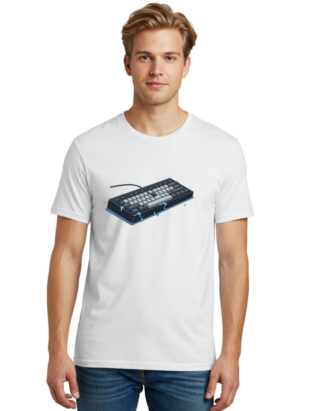 Water-Damaged-Keyboard Men'S Graphic Tee, 100% Cotton, Comfortable Casual Summer Wear, Machine Washable, Vintage Camera, Old Camera, Antique Camera, Black Camera, Classic Photography, Photography Equipment, Nostalgic Device, Film Camera, Bag095
