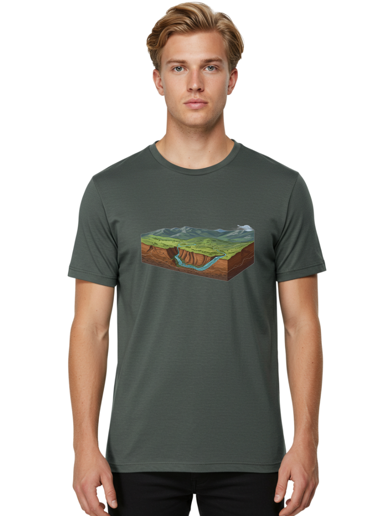 3D-Landscape-Cross-Section Men'S Graphic Tee, 100% Cotton, Comfortable Casual Summer Wear, Machine Washable, Vintage Camera, Old Camera, Antique Camera, Black Camera, Classic Photography, Photography Equipment, Nostalgic Device, Film Camera, Bag107