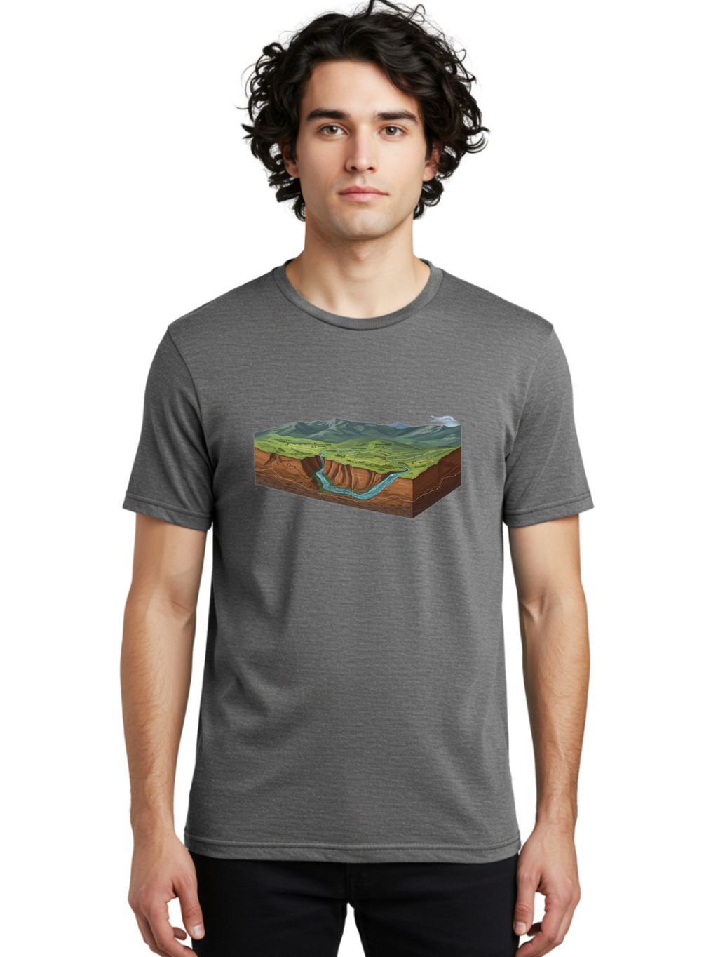 3D-Landscape-Cross-Section Men'S Graphic Tee, 100% Cotton, Comfortable Casual Summer Wear, Machine Washable, Vintage Camera, Old Camera, Antique Camera, Black Camera, Classic Photography, Photography Equipment, Nostalgic Device, Film Camera, Bag107