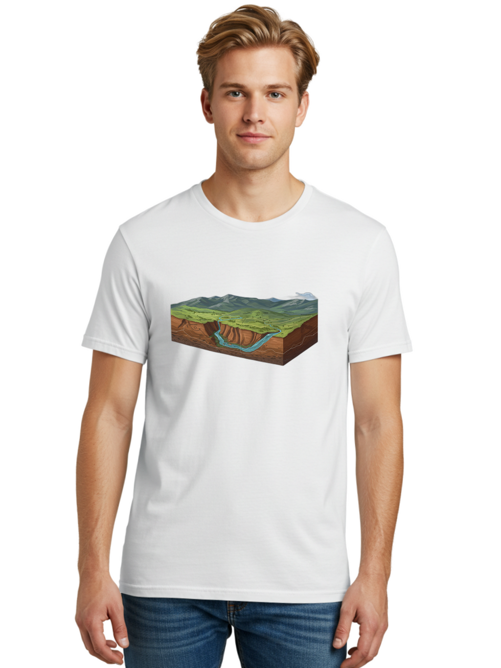 3D-Landscape-Cross-Section Men'S Graphic Tee, 100% Cotton, Comfortable Casual Summer Wear, Machine Washable, Vintage Camera, Old Camera, Antique Camera, Black Camera, Classic Photography, Photography Equipment, Nostalgic Device, Film Camera, Bag107