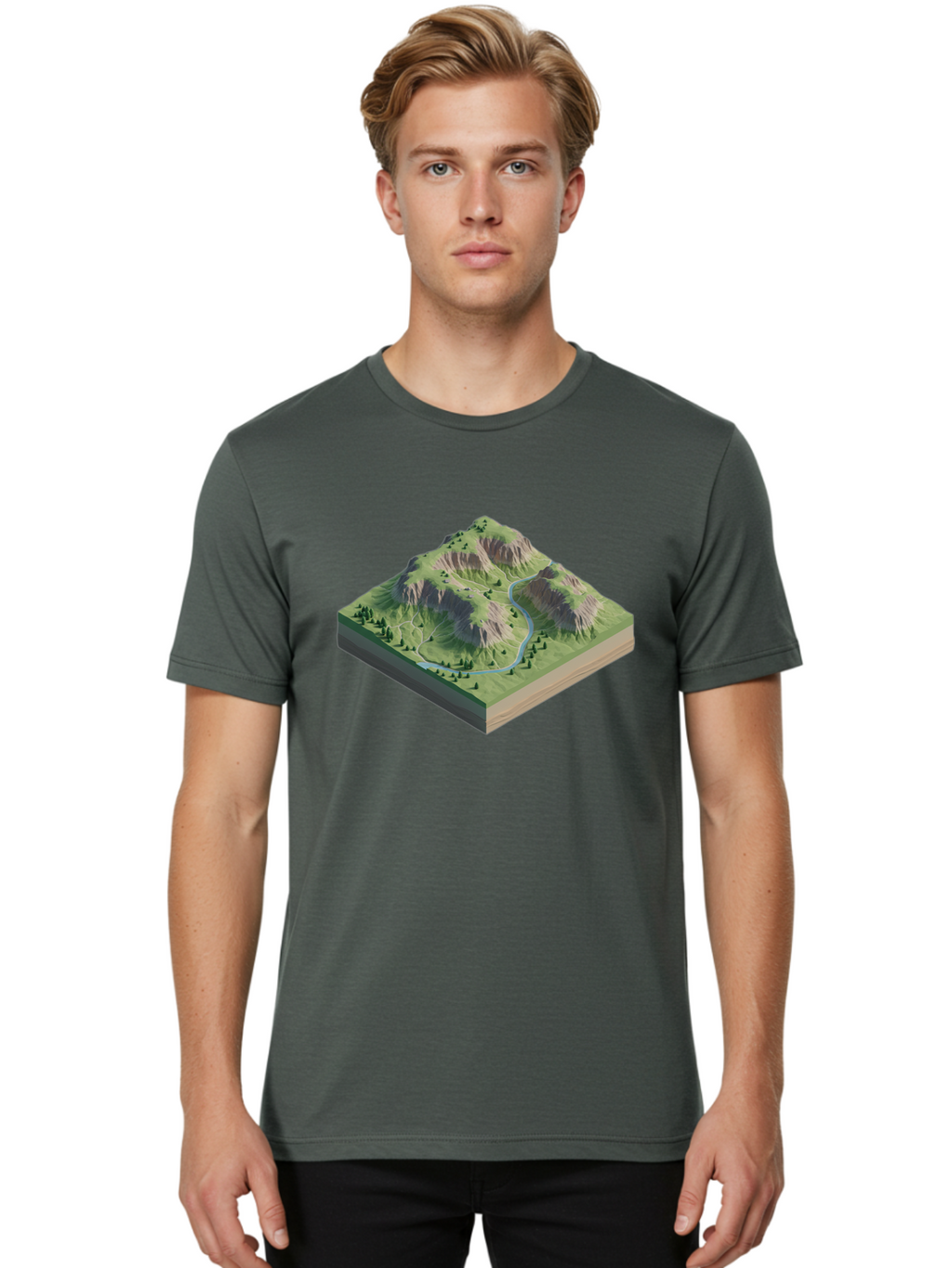 3D-Mountain-Landscape Men'S Graphic Tee, 100% Cotton, Comfortable Casual Summer Wear, Machine Washable, Vintage Camera, Old Camera, Antique Camera, Black Camera, Classic Photography, Photography Equipment, Nostalgic Device, Film Camera, Bag110