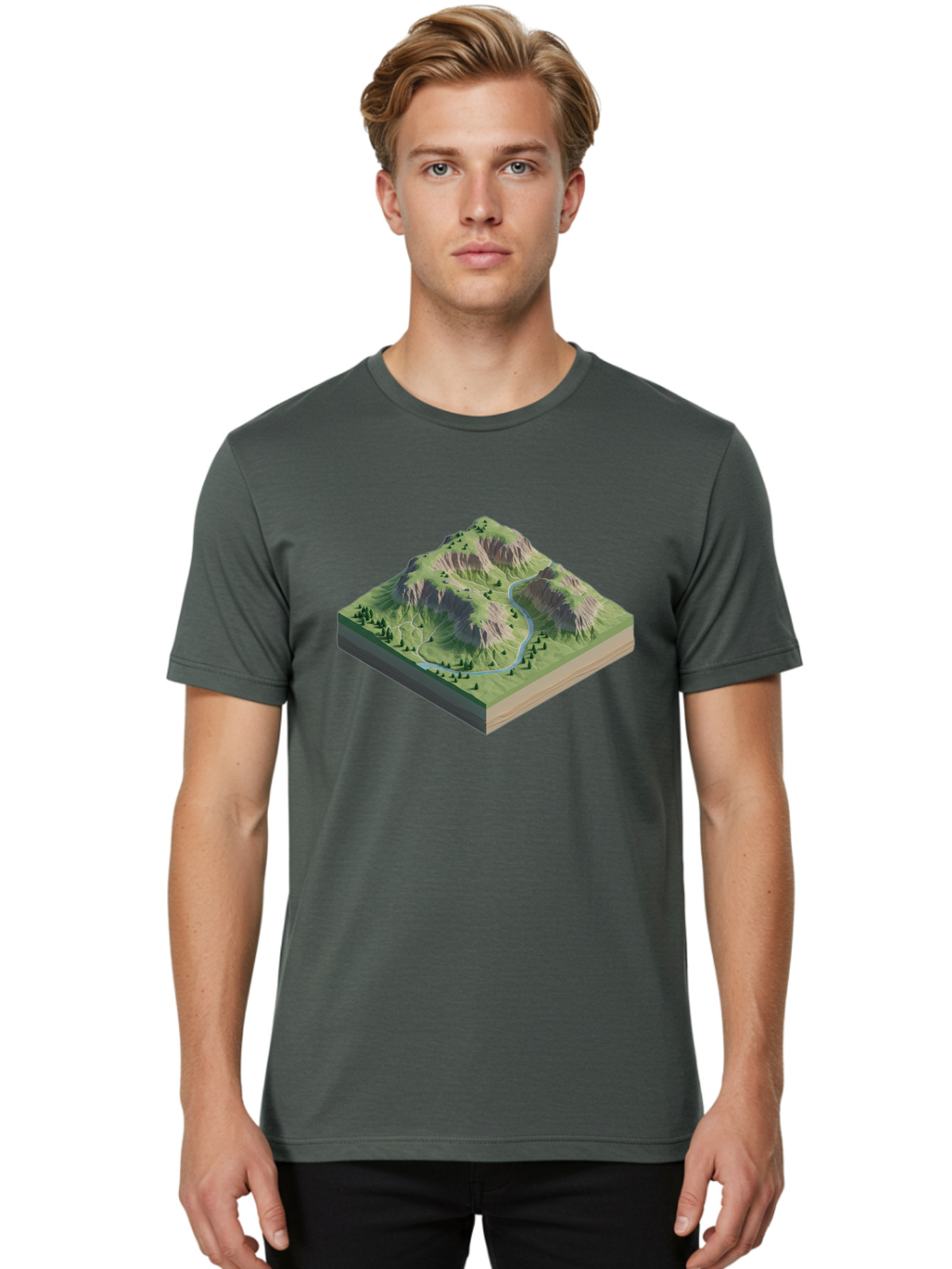 3D-Mountain-Landscape Men'S Graphic Tee, 100% Cotton, Comfortable Casual Summer Wear, Machine Washable, Vintage Camera, Old Camera, Antique Camera, Black Camera, Classic Photography, Photography Equipment, Nostalgic Device, Film Camera, Bag110