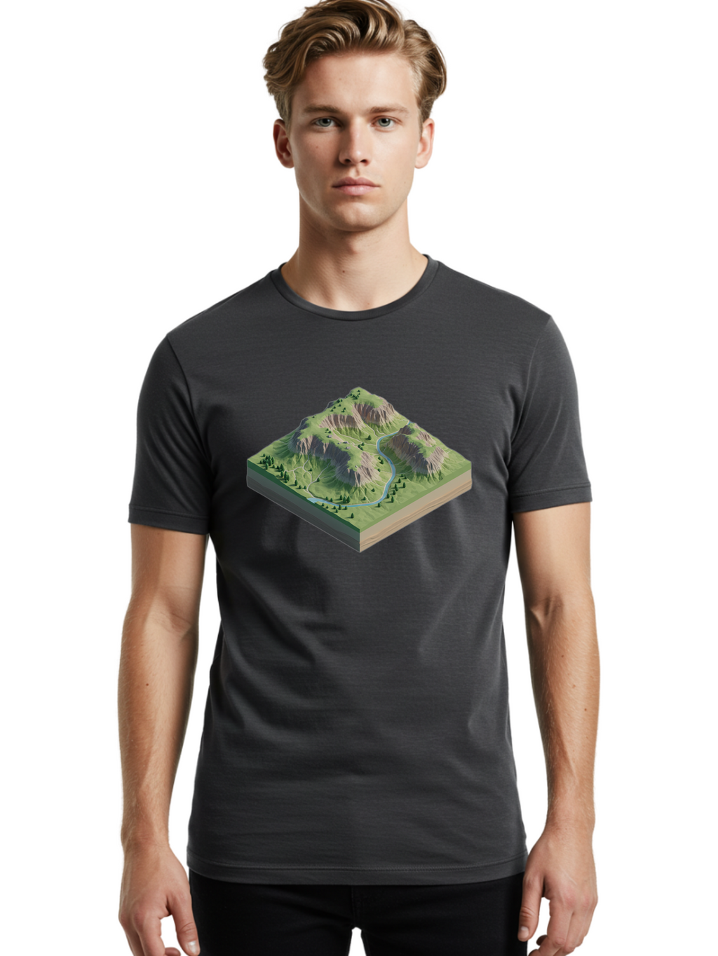 3D-Mountain-Landscape Men'S Graphic Tee, 100% Cotton, Comfortable Casual Summer Wear, Machine Washable, Vintage Camera, Old Camera, Antique Camera, Black Camera, Classic Photography, Photography Equipment, Nostalgic Device, Film Camera, Bag110