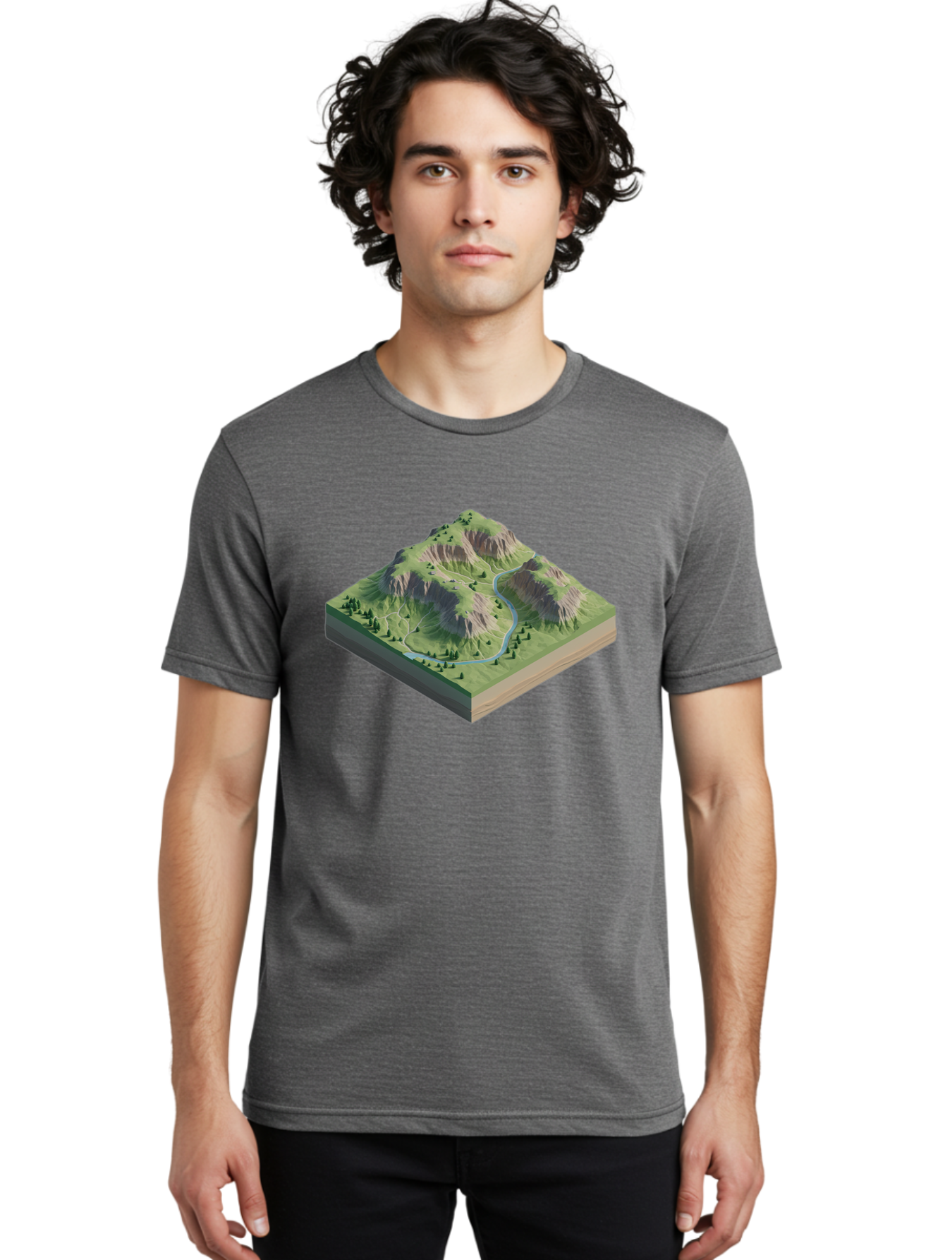 3D-Mountain-Landscape Men'S Graphic Tee, 100% Cotton, Comfortable Casual Summer Wear, Machine Washable, Vintage Camera, Old Camera, Antique Camera, Black Camera, Classic Photography, Photography Equipment, Nostalgic Device, Film Camera, Bag110