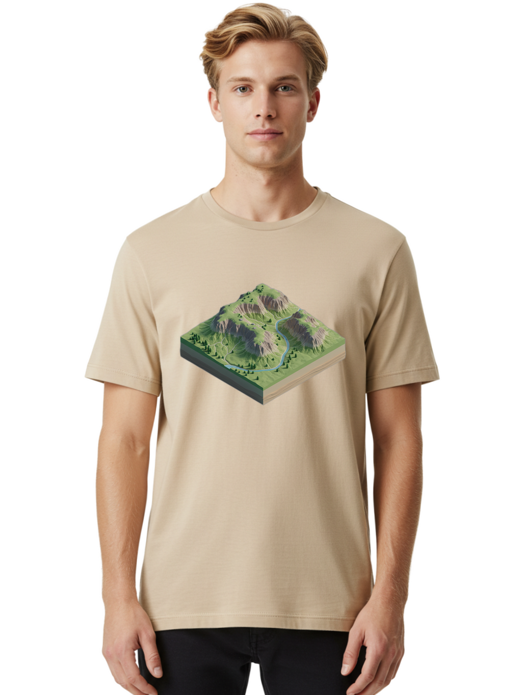 3D-Mountain-Landscape Men'S Graphic Tee, 100% Cotton, Comfortable Casual Summer Wear, Machine Washable, Vintage Camera, Old Camera, Antique Camera, Black Camera, Classic Photography, Photography Equipment, Nostalgic Device, Film Camera, Bag110