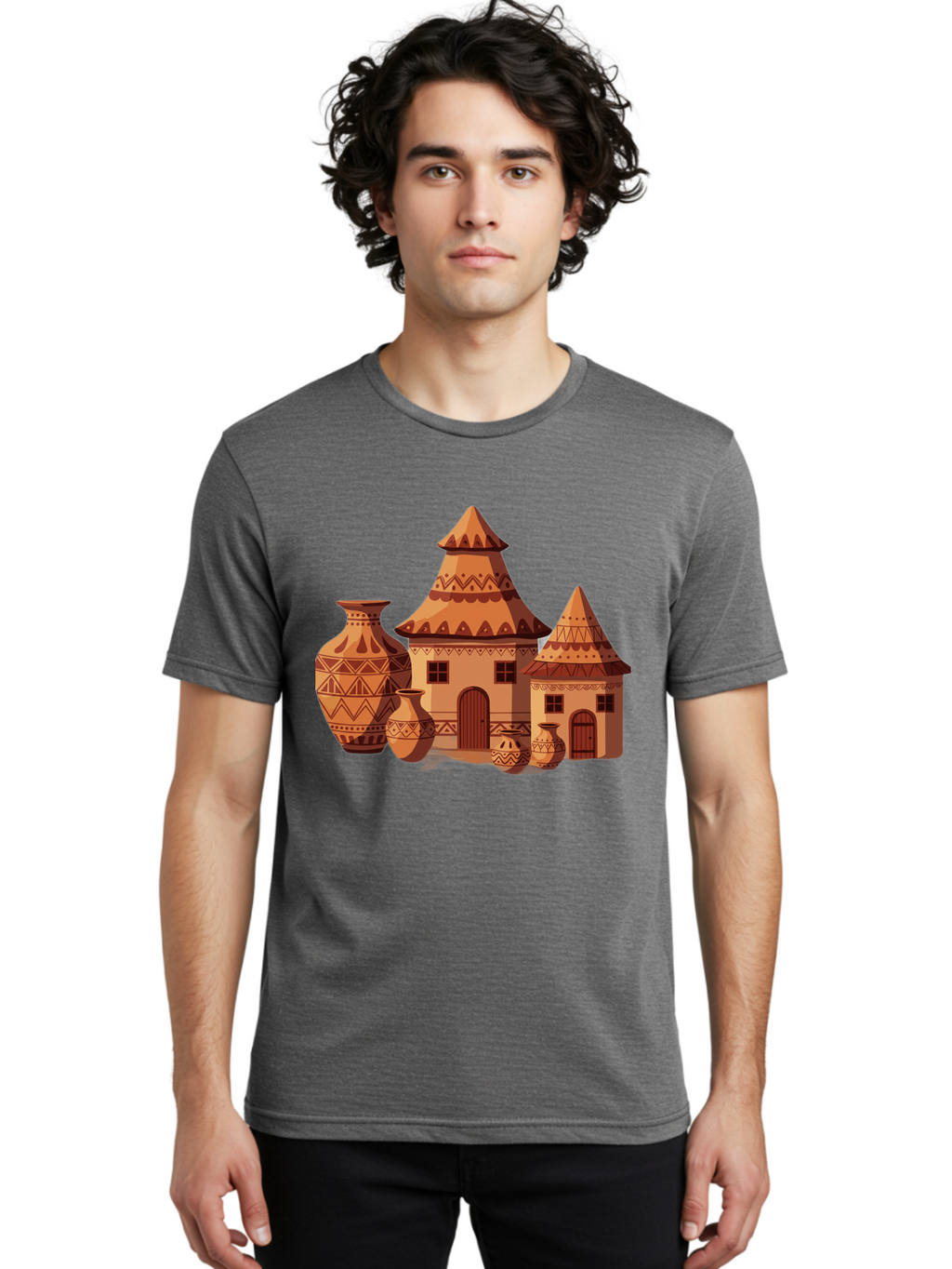 African-Huts-And-Vases Men'S Graphic Tee, 100% Cotton, Comfortable Casual Summer Wear, Machine Washable, Vintage Camera, Old Camera, Antique Camera, Black Camera, Classic Photography, Photography Equipment, Nostalgic Device, Film Camera, Bag130