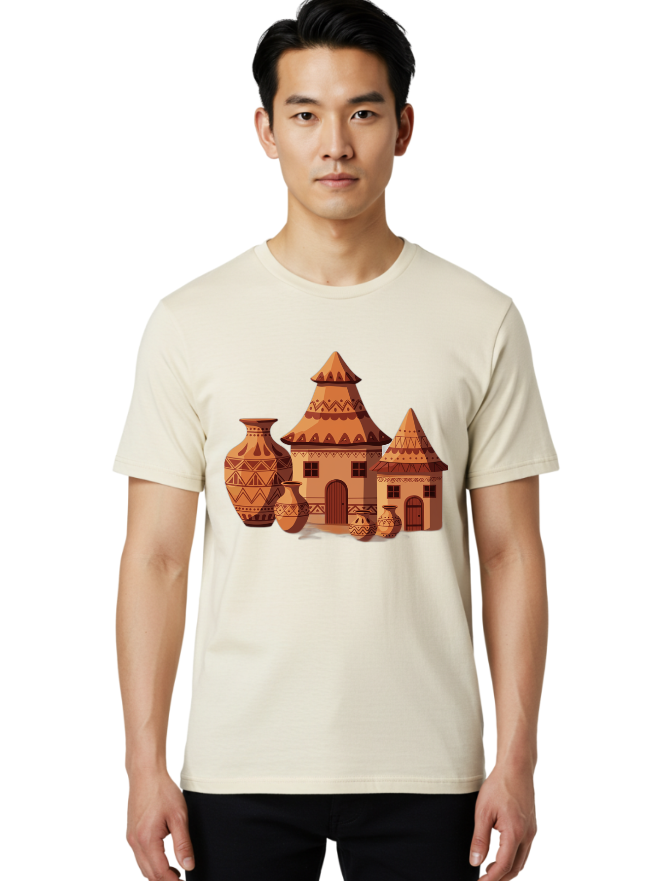 African-Huts-And-Vases Men'S Graphic Tee, 100% Cotton, Comfortable Casual Summer Wear, Machine Washable, Vintage Camera, Old Camera, Antique Camera, Black Camera, Classic Photography, Photography Equipment, Nostalgic Device, Film Camera, Bag130
