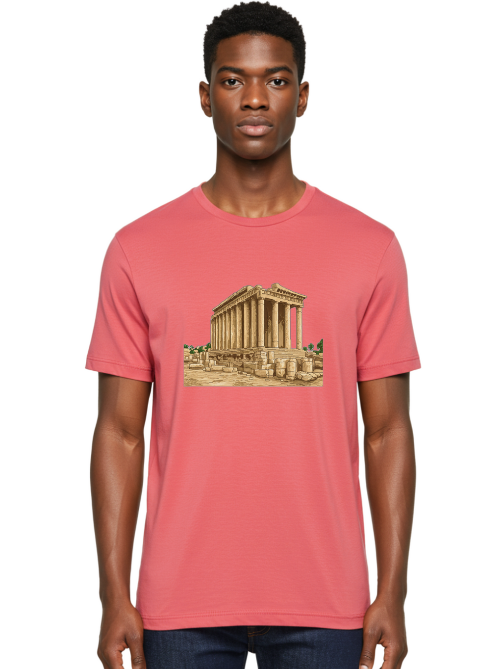 Ancient-Greek-Temple Men'S Graphic Tee, 100% Cotton, Comfortable Casual Summer Wear, Machine Washable, Vintage Camera, Old Camera, Antique Camera, Black Camera, Classic Photography, Photography Equipment, Nostalgic Device, Film Camera, Bag134